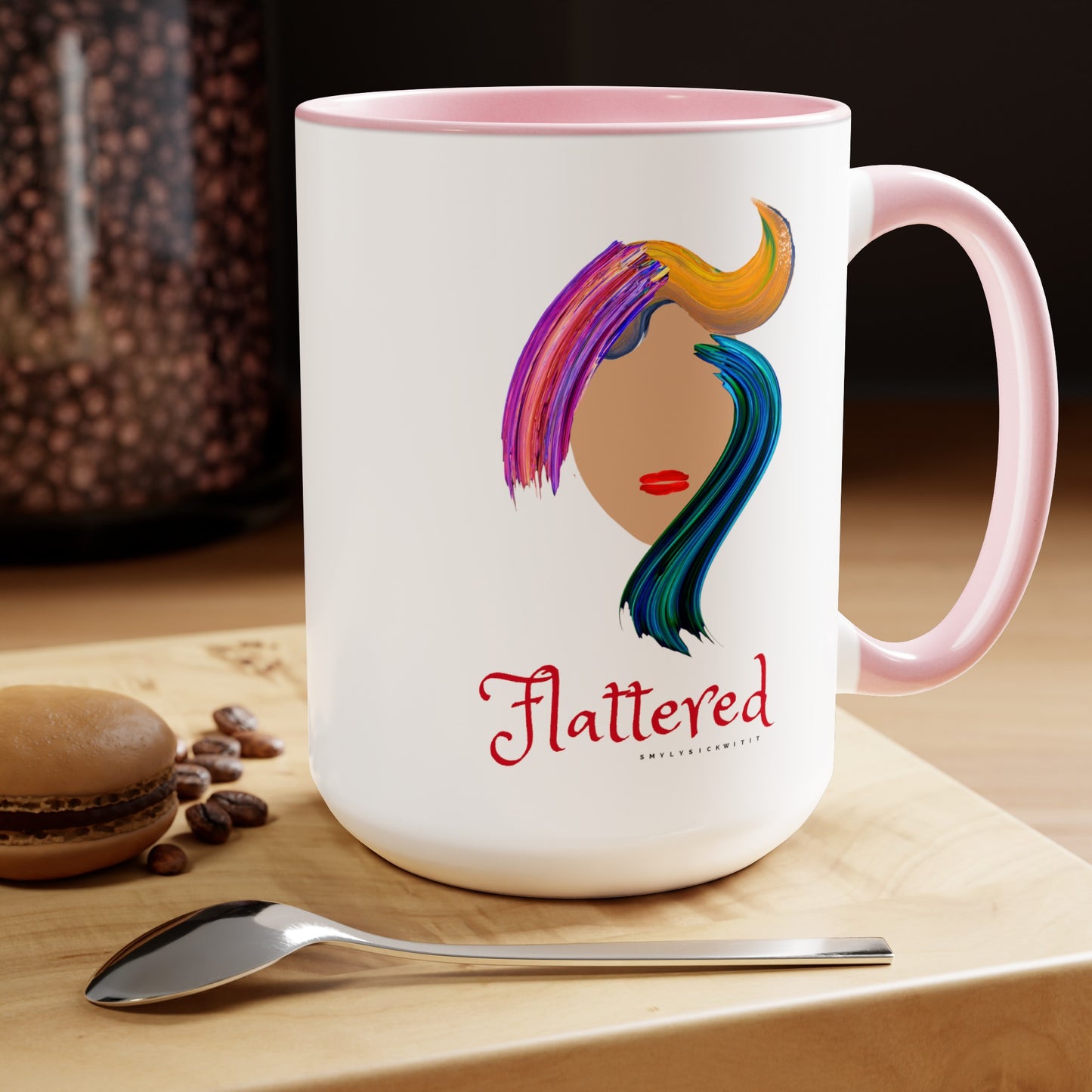 Flattered Two-Tone Coffee Mugs, 15oz