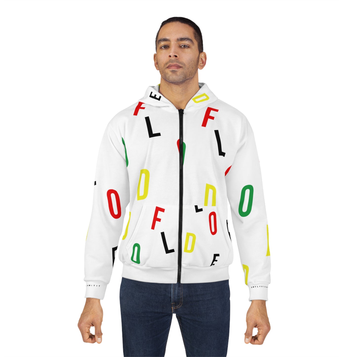 Flooded letters Unisex Zip Hoodie