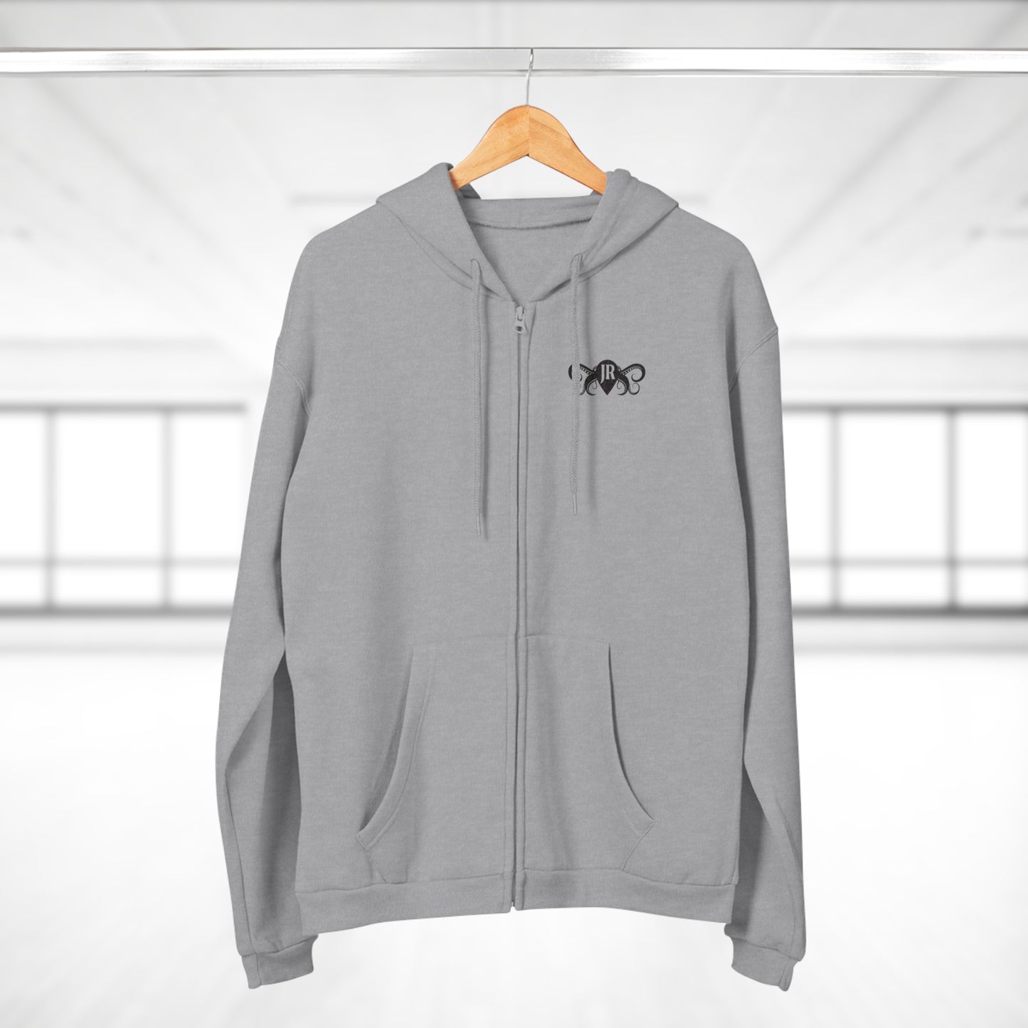 JR Unisex Hooded Zip Sweatshirt with Octopus Design - Perfect for Aquatic Lovers