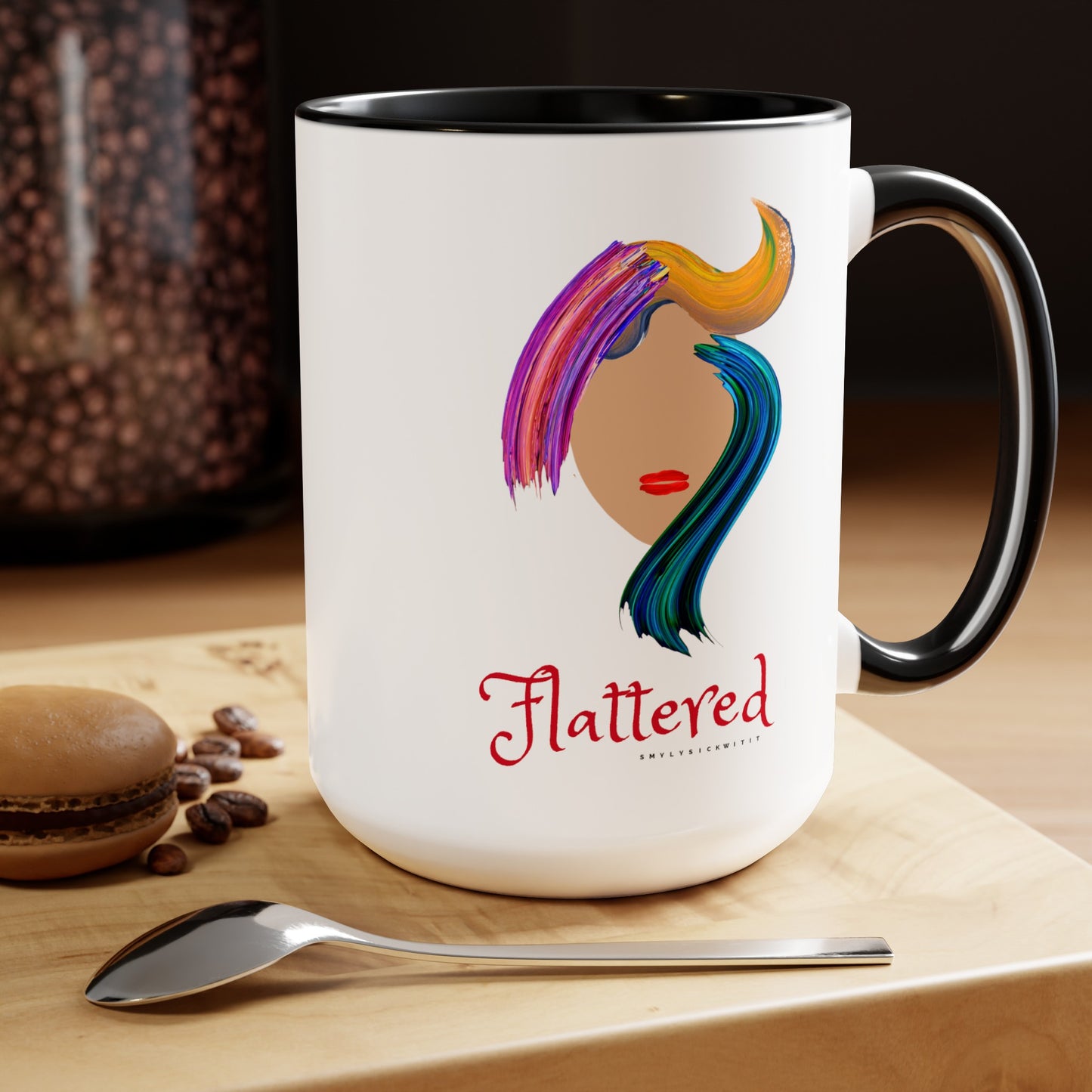 Flattered Two-Tone Coffee Mugs, 15oz