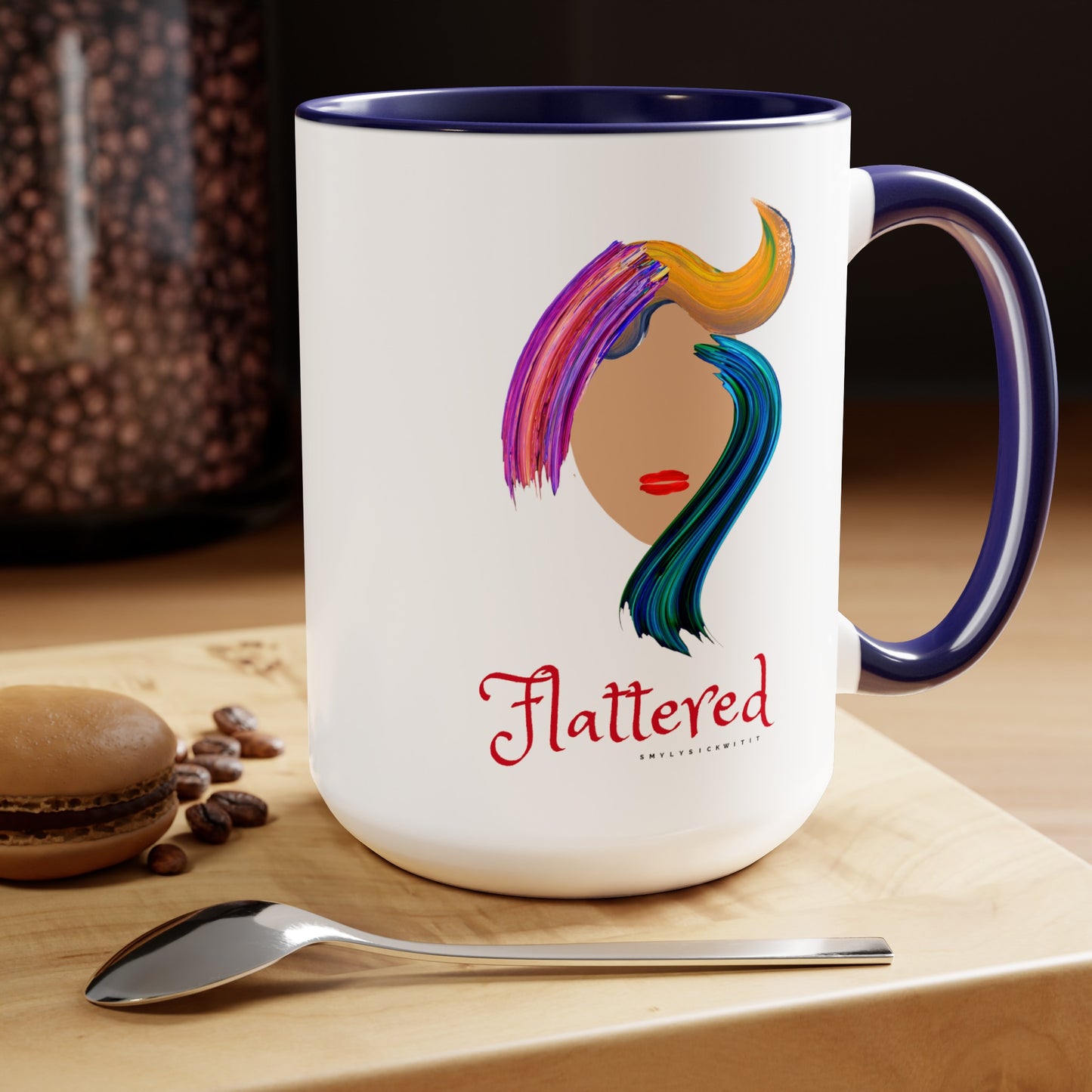 Flattered Two-Tone Coffee Mugs, 15oz