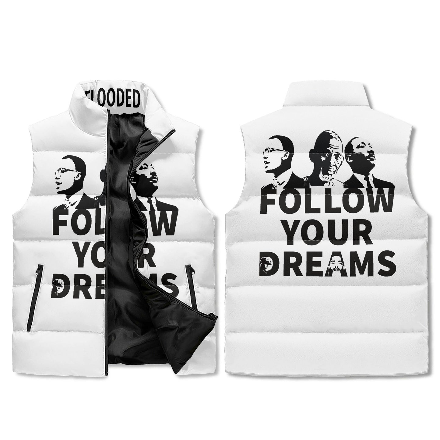 Unisex Lightweight All Over Printing Stand Collar Zip Up Puffer Vest