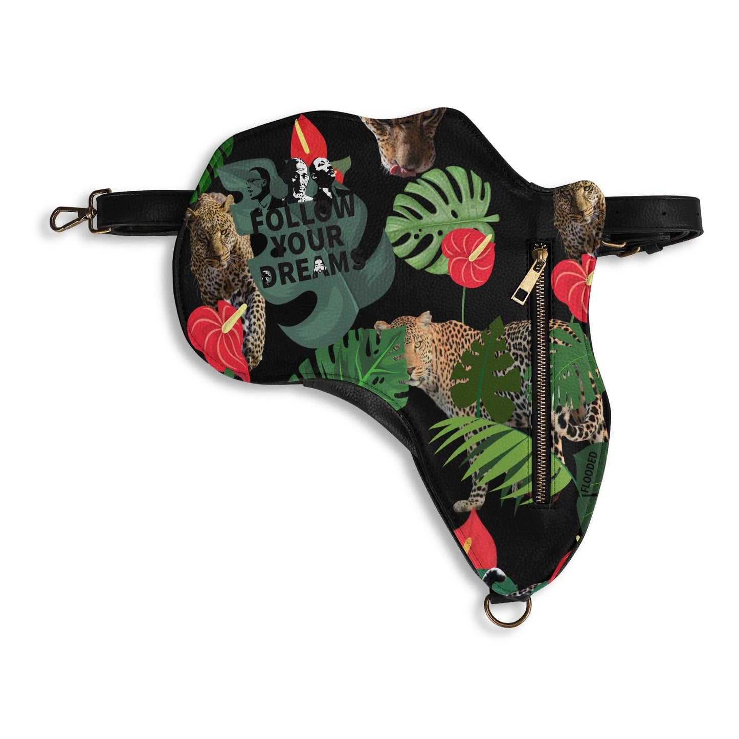 Follow Your Dreams Leather Africa Map Bag