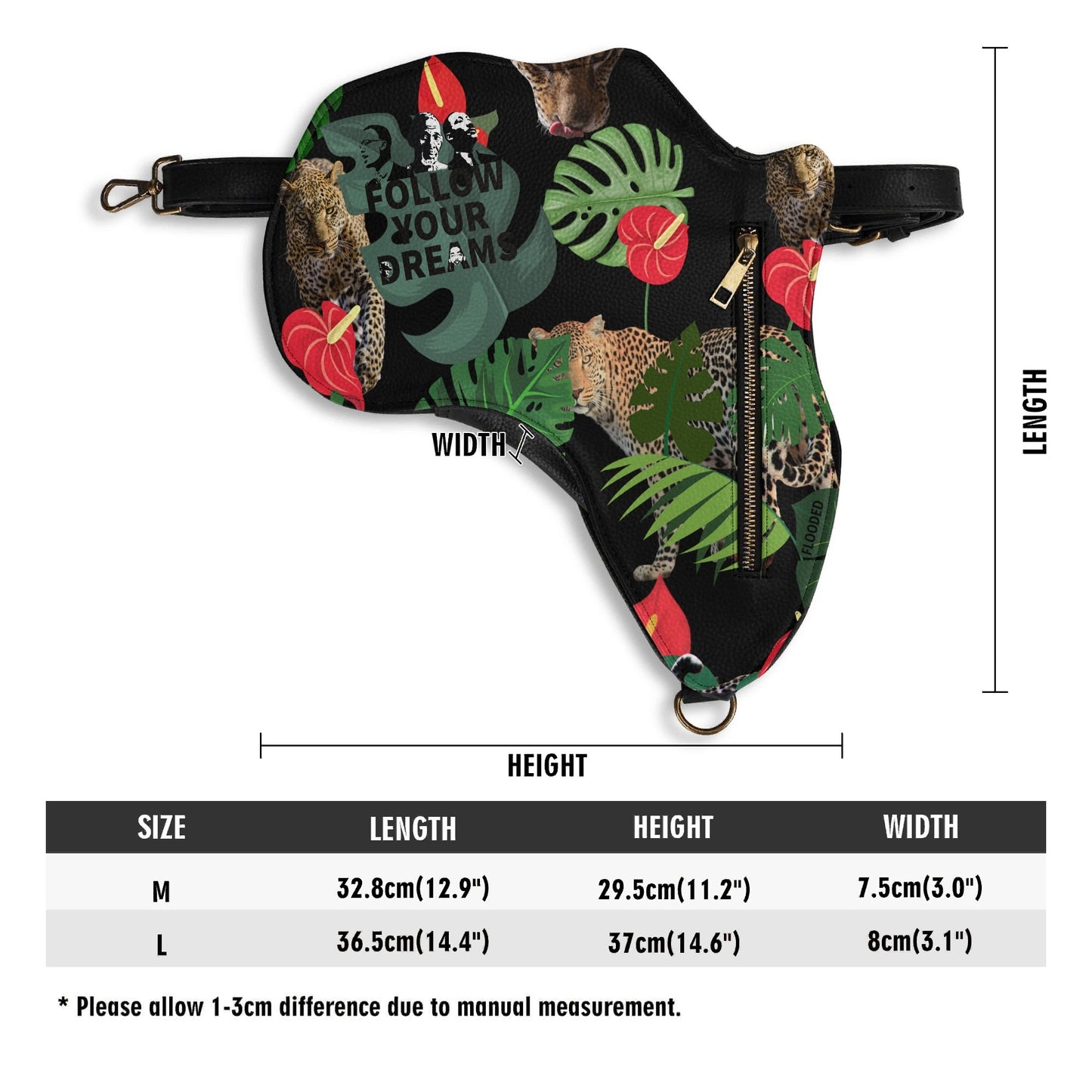 Follow Your Dreams Leather Africa Map Bag