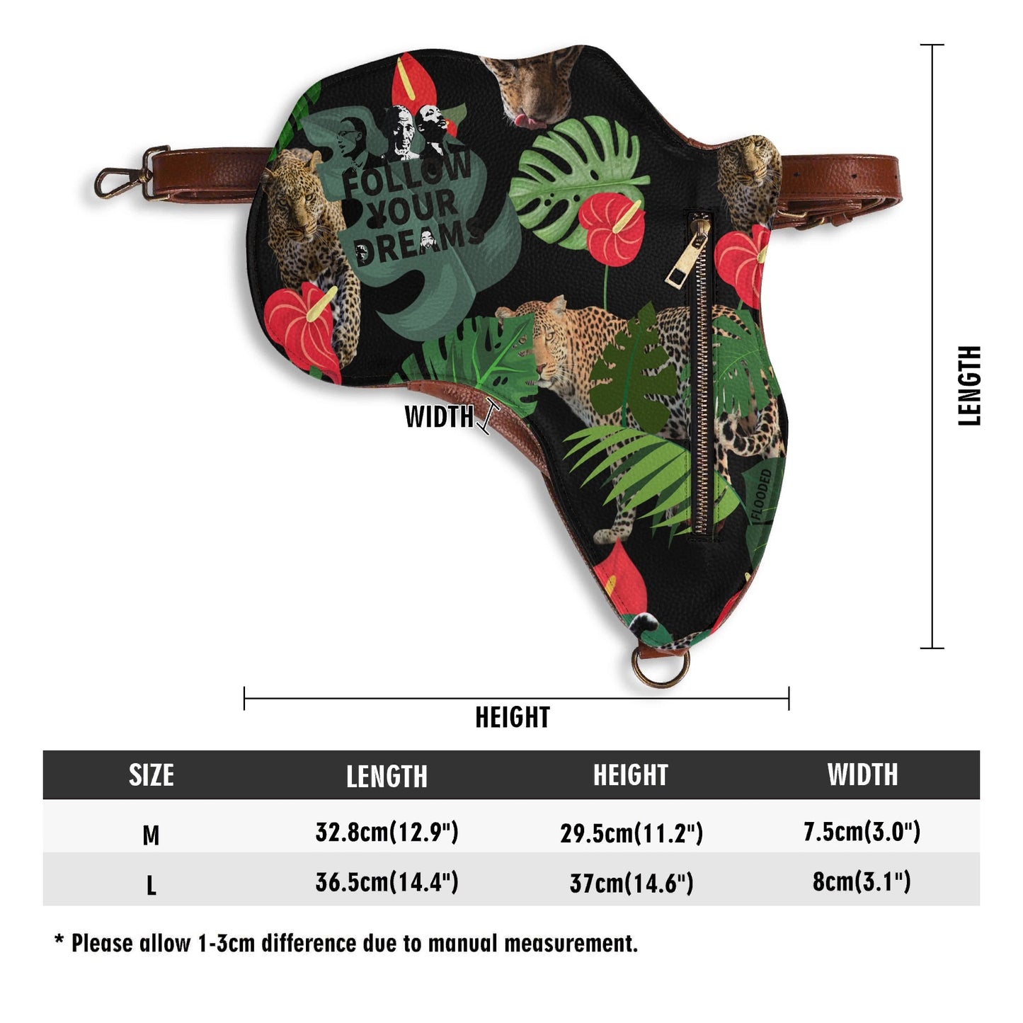 Follow Your Dreams Leather Africa Map Bag