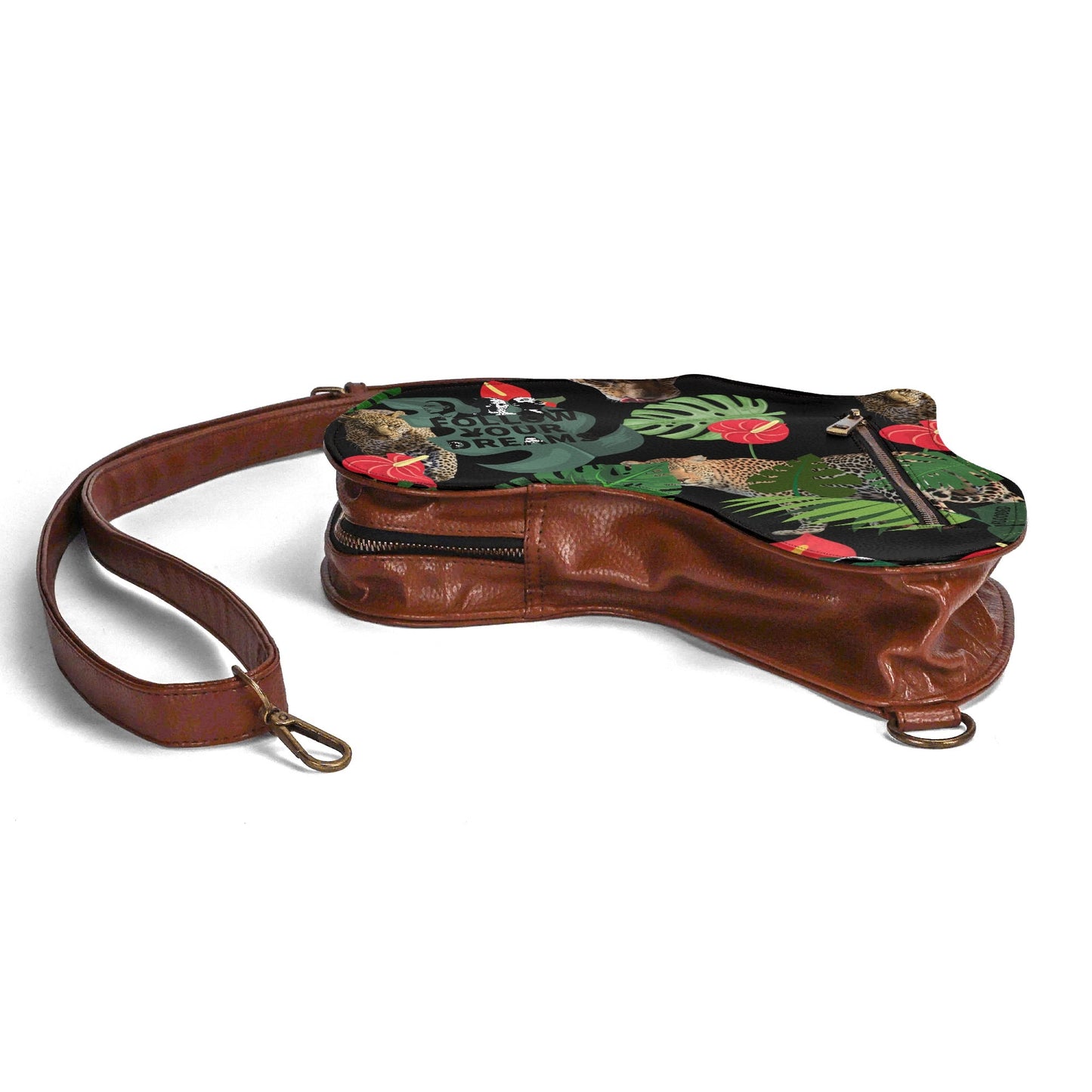 Follow Your Dreams Leather Africa Map Bag