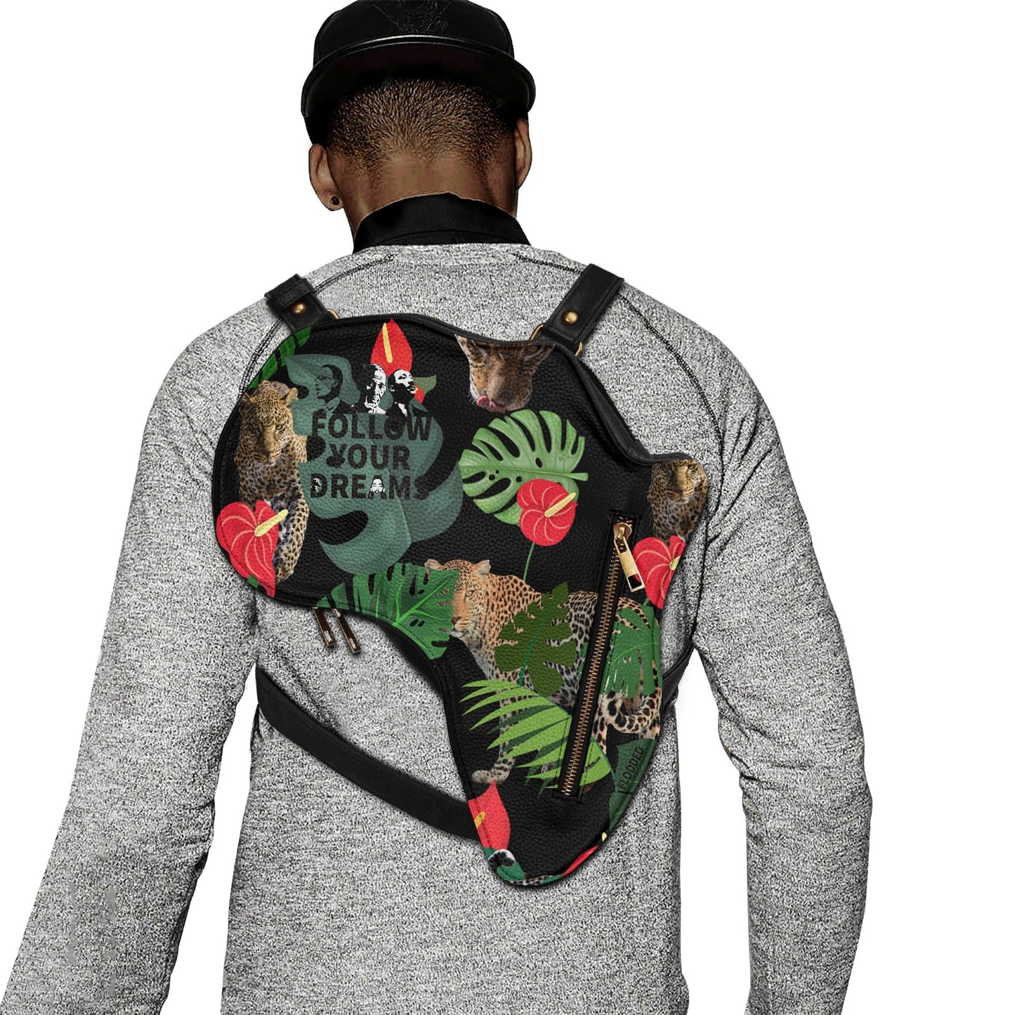 Follow Your Dreams Leather Africa Map Bag