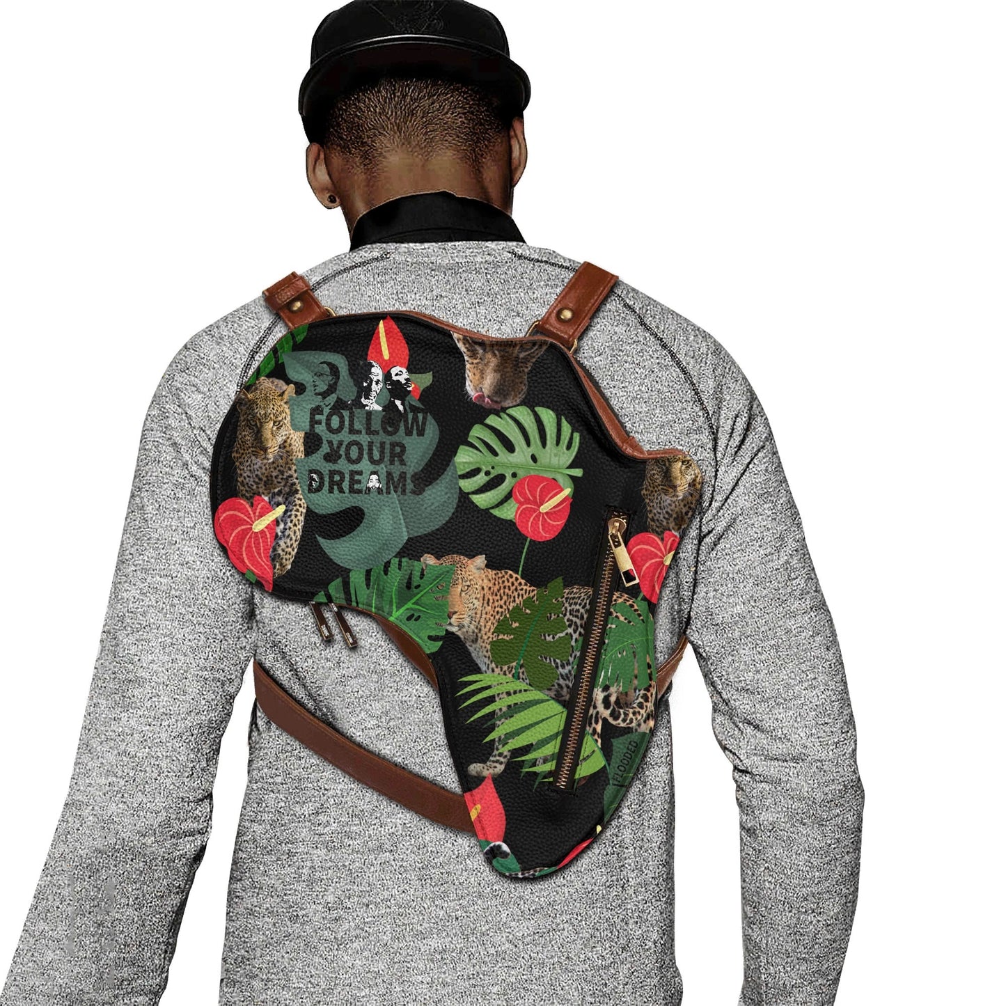Follow Your Dreams Leather Africa Map Bag