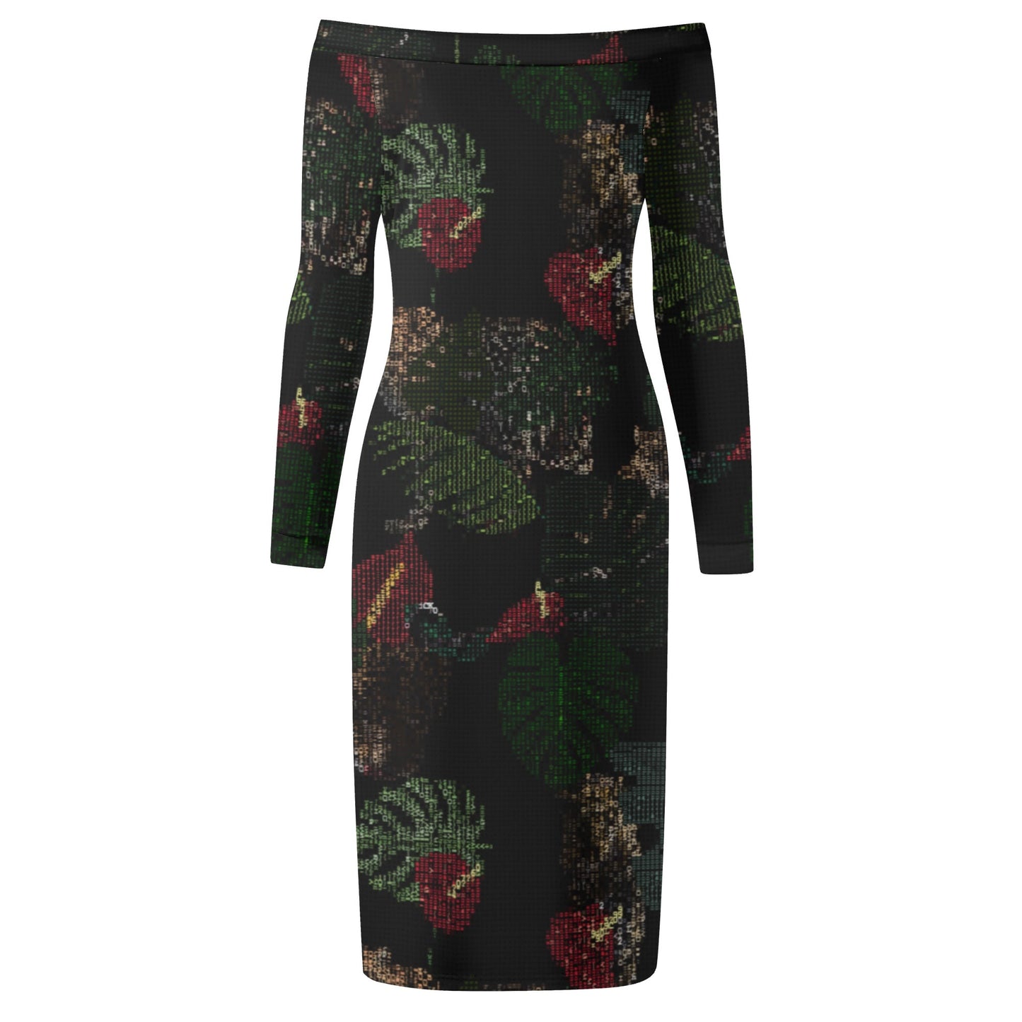 FLOODED Womens Off The Shoulder Long Sleeve Elegant Wrap Dress