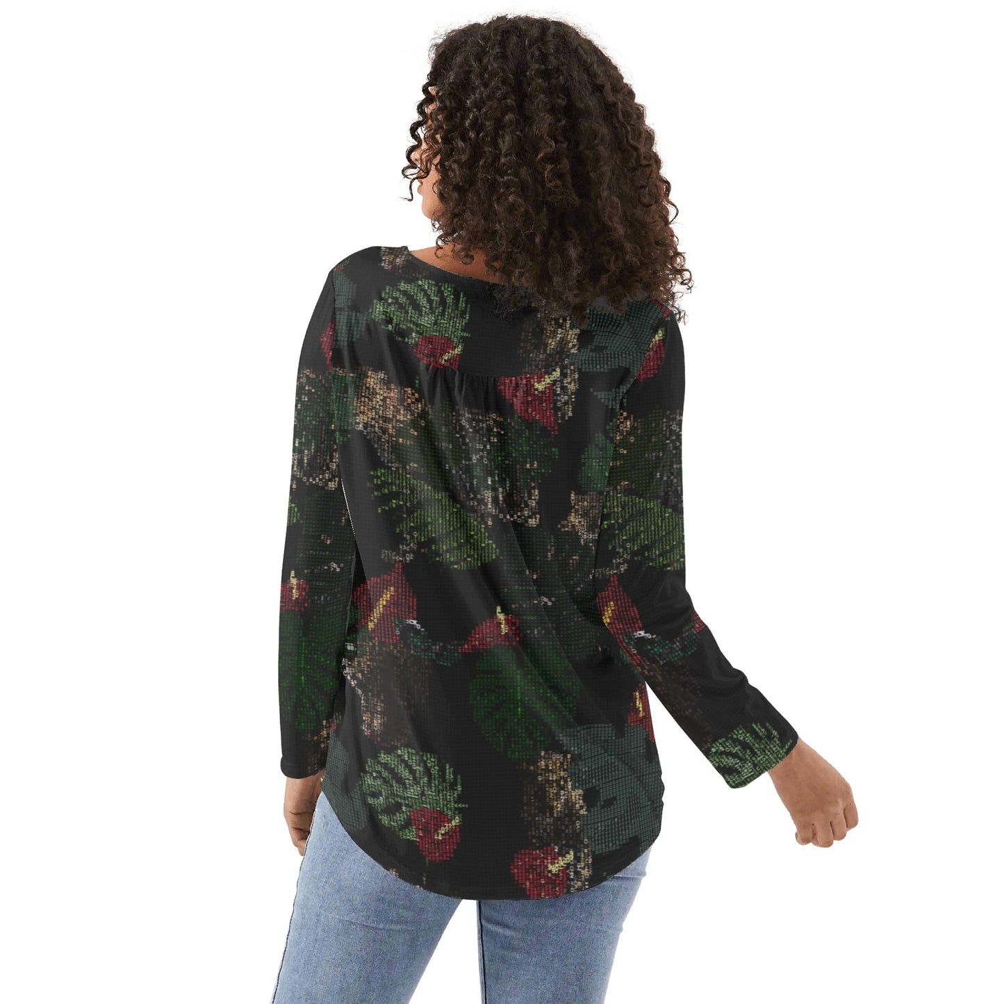 FLOODED Womens Long Sleeve Loose Flare Blouse