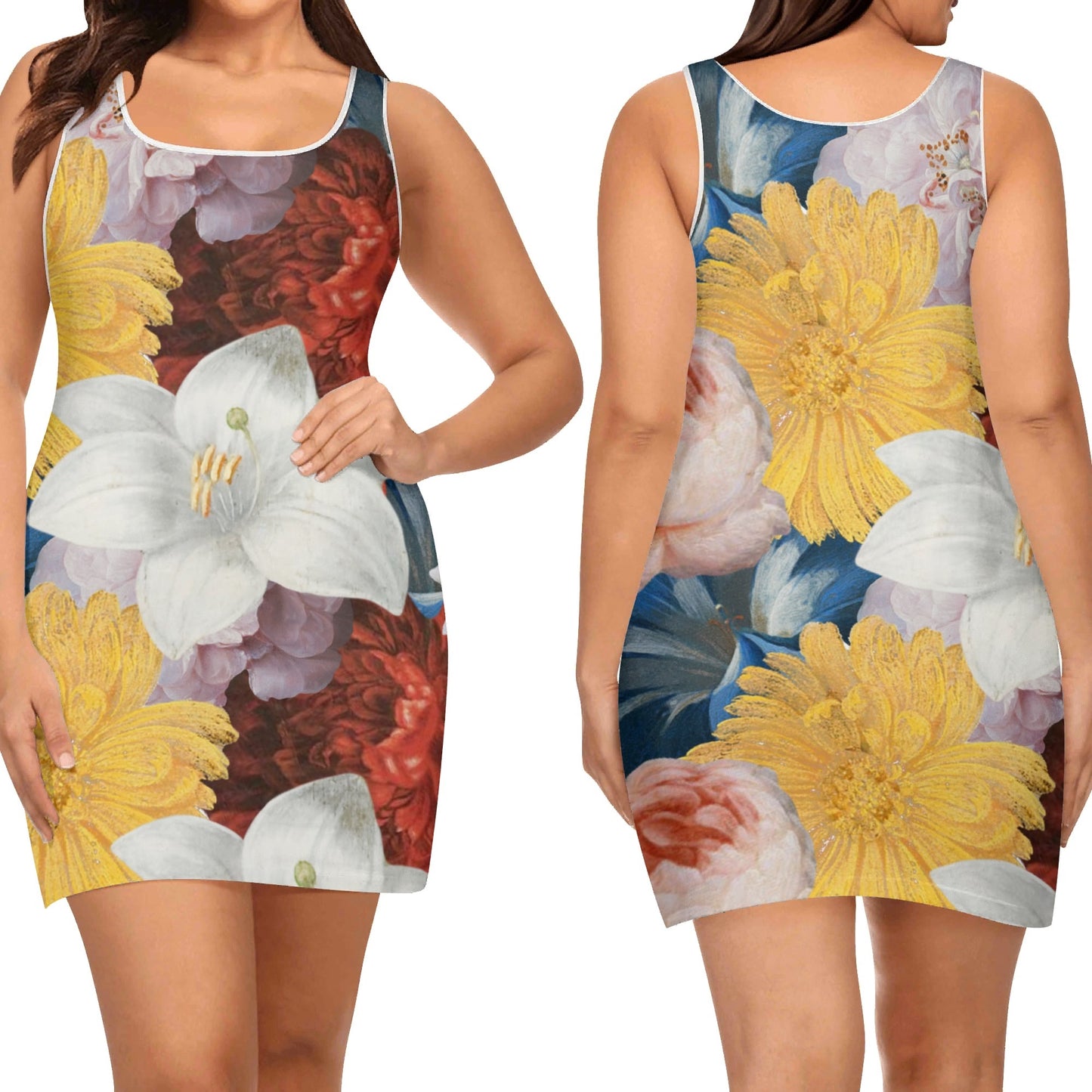 FLOODED VIBES Womens Elegant Sleeveless Vest Dress