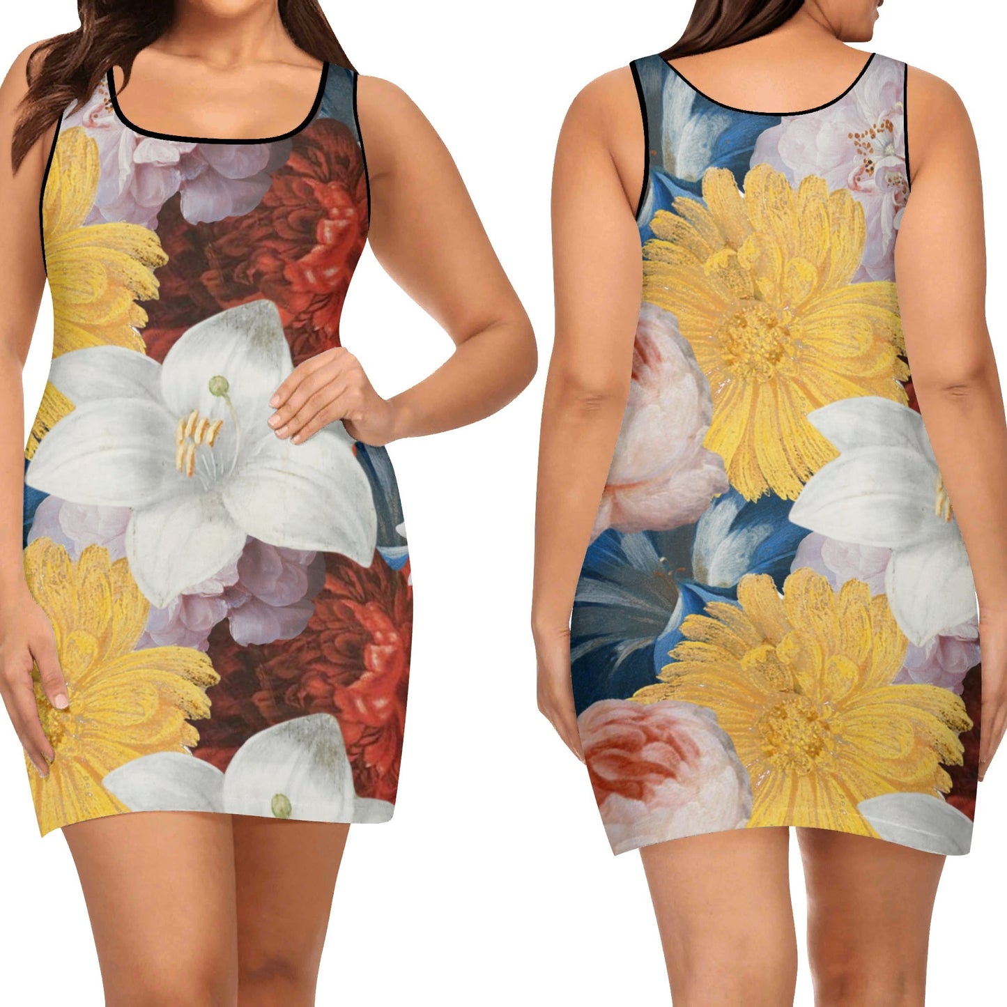 FLOODED VIBES Womens Elegant Sleeveless Vest Dress