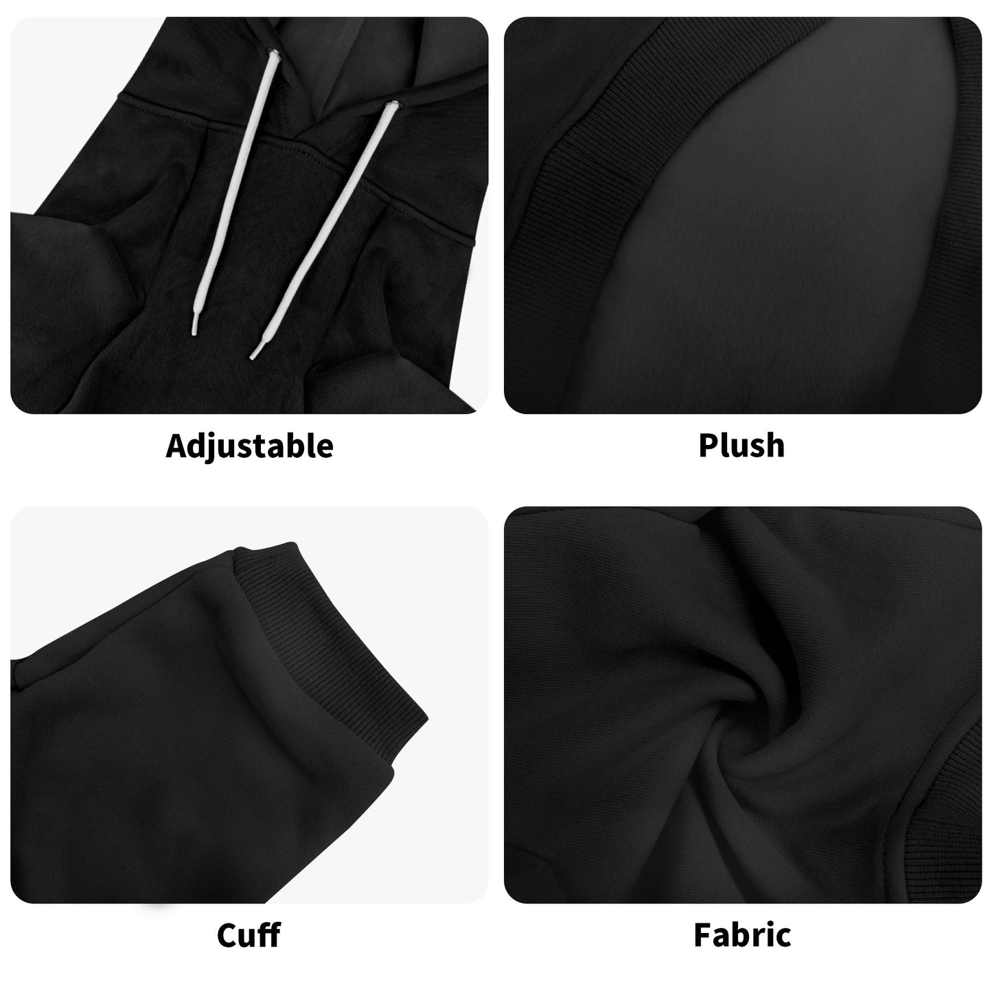 Embroidered Text for Cotton XL-6XL Dog Coat Pet Hoodie