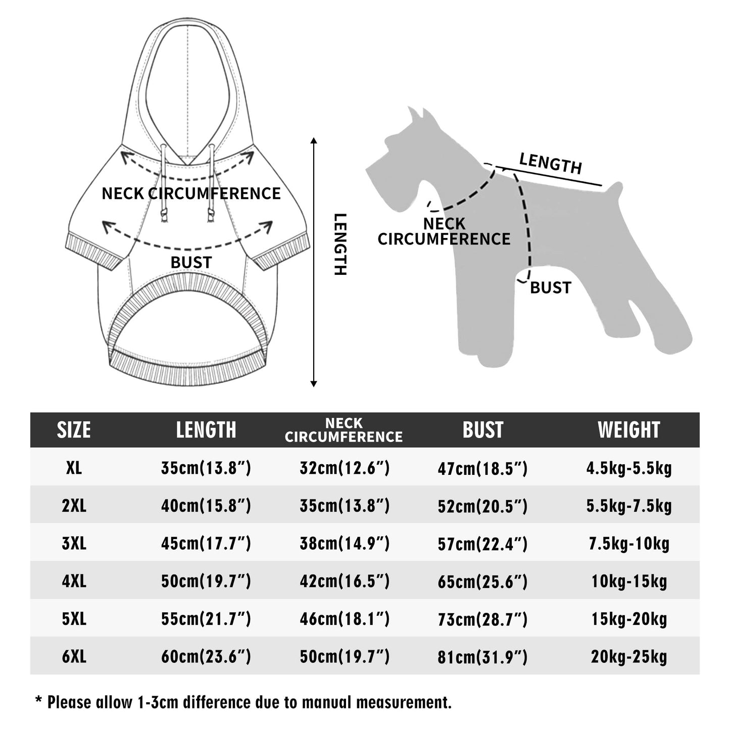 Embroidered Text for Cotton XL-6XL Dog Coat Pet Hoodie