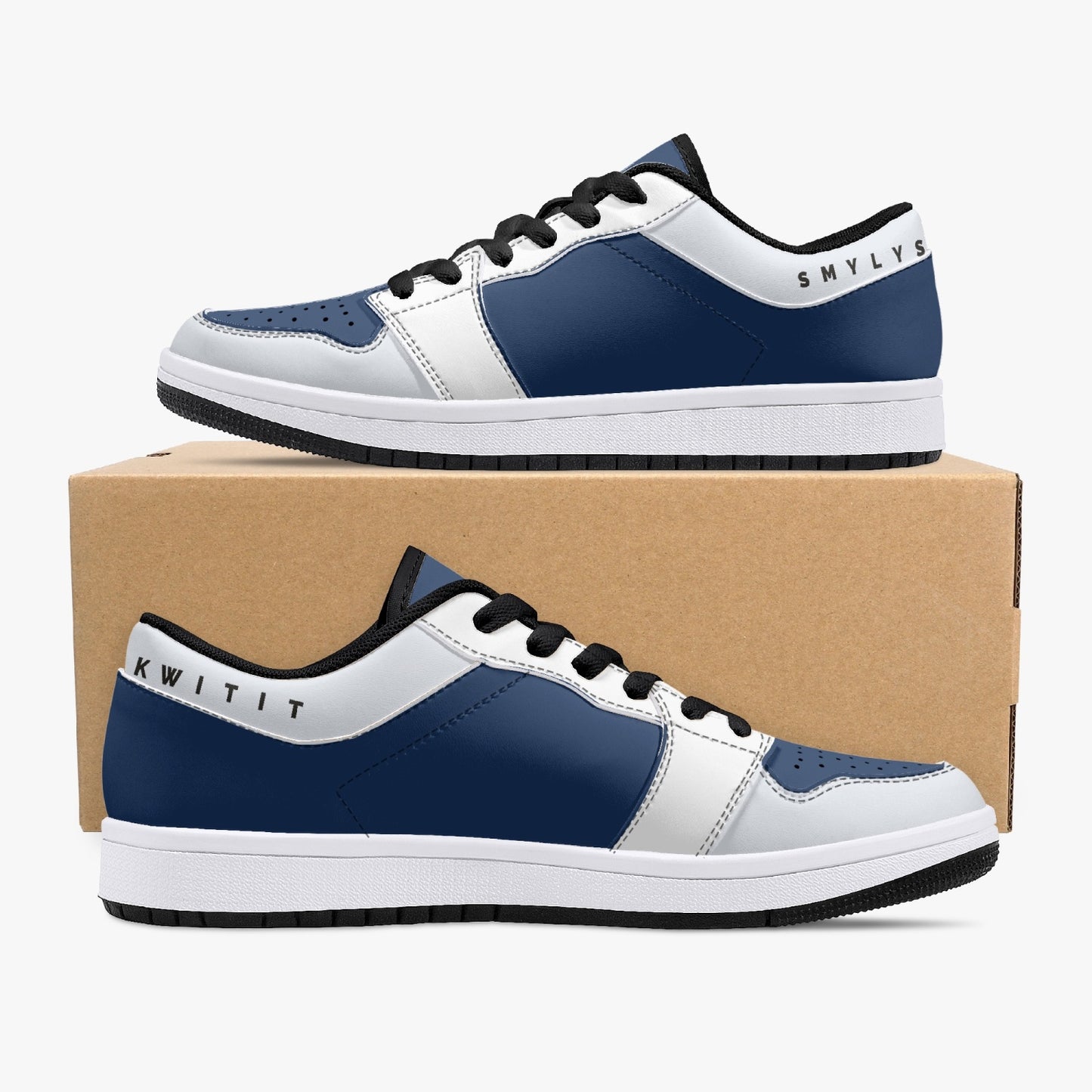Smyly Blues Low-Top Leather Sneakers - White/Black