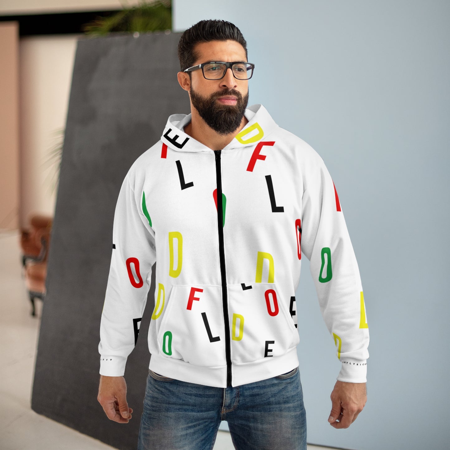 Flooded letters Unisex Zip Hoodie