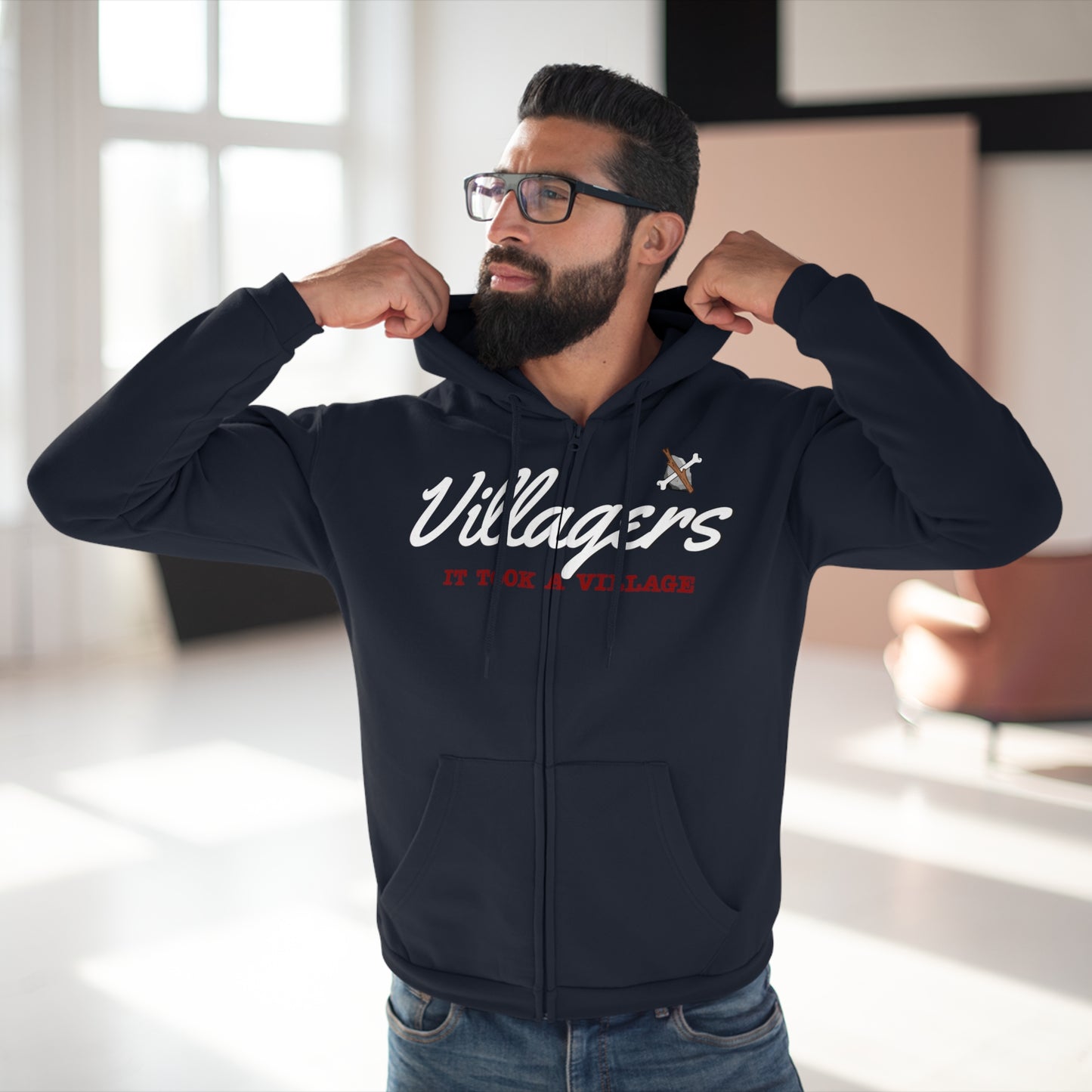 Villagers Zip Hoodie - Cozy Unisex Sweatshirt for Community Lovers