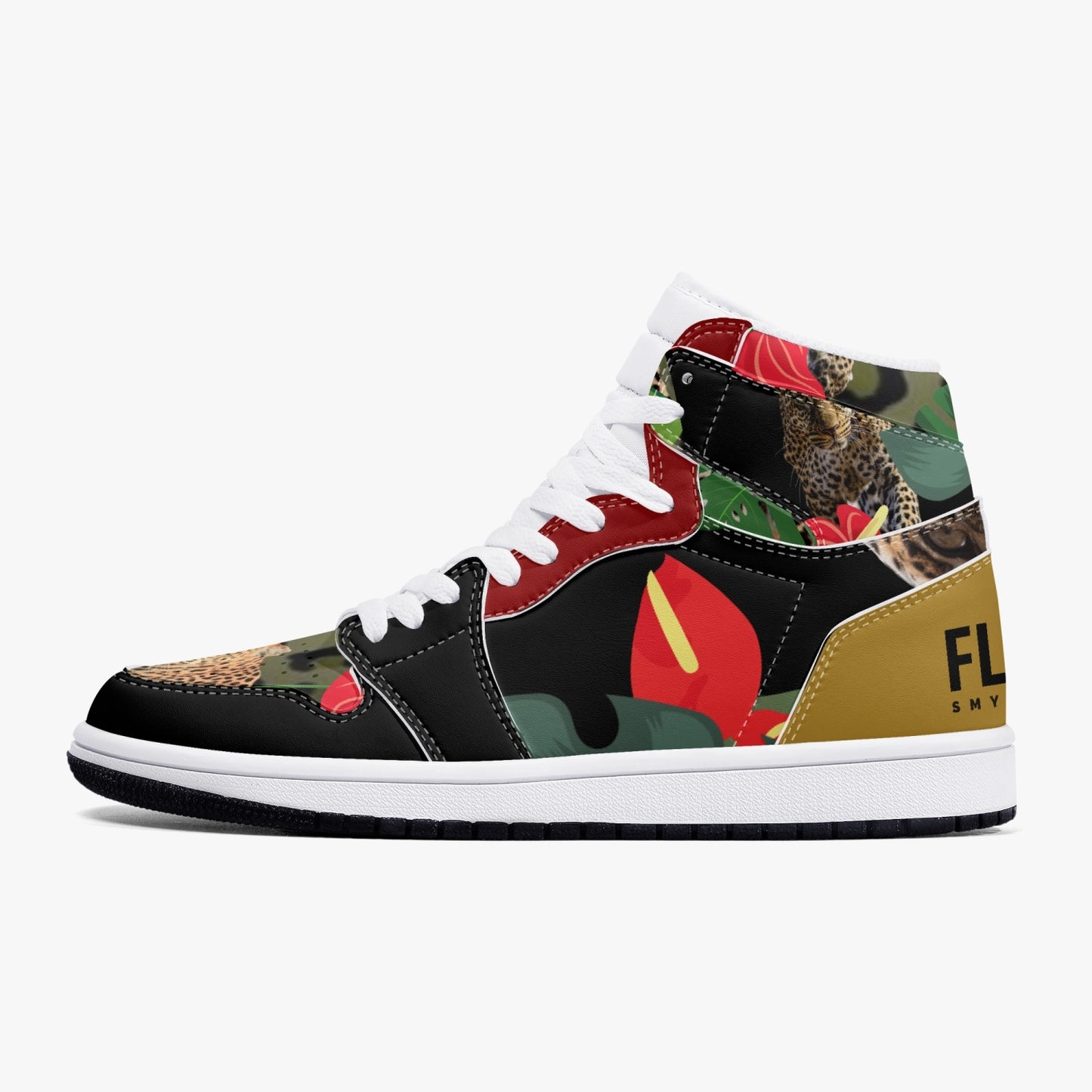 New Flooded Jungle Black High-Top Leather Sneakers