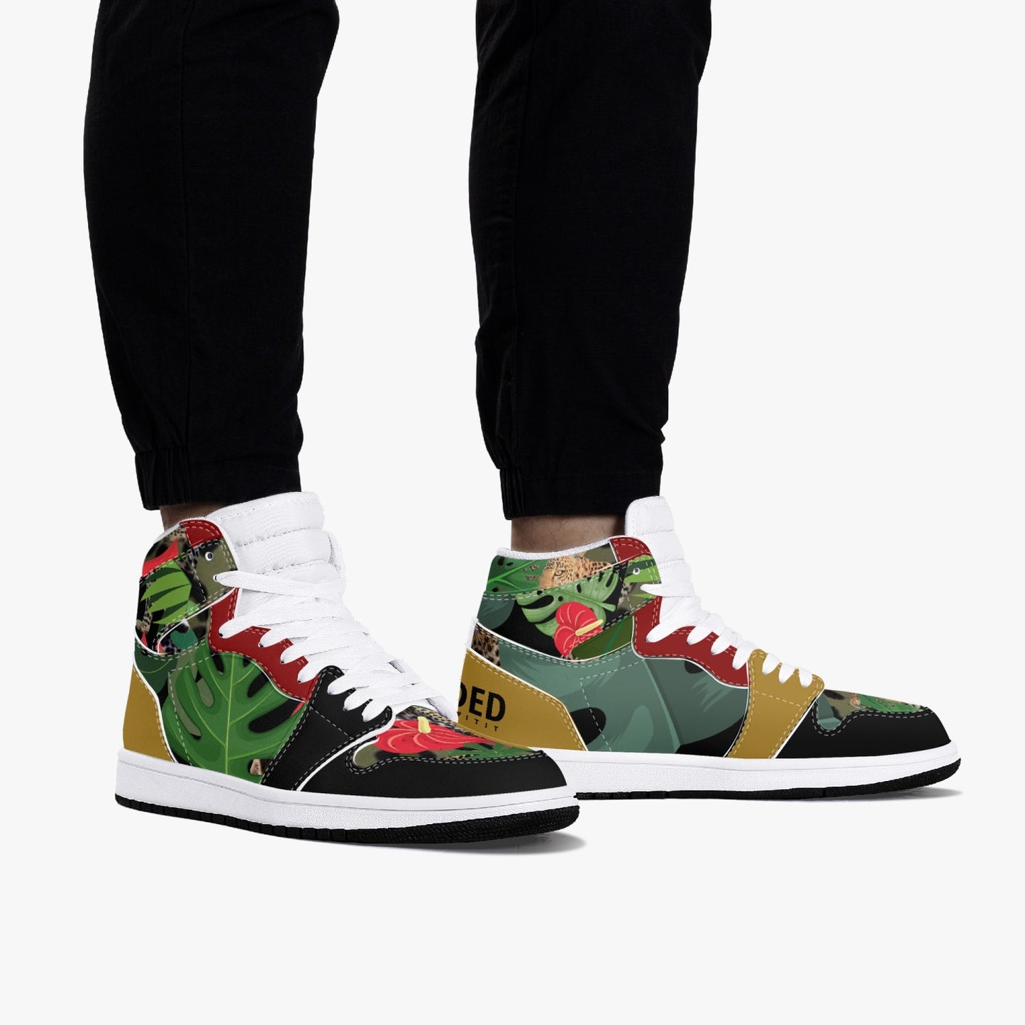 New Flooded Jungle Black High-Top Leather Sneakers