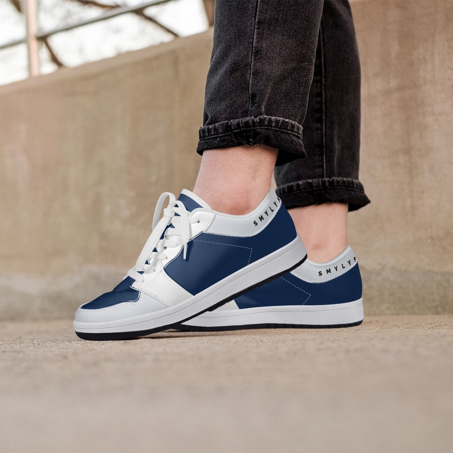 Smyly Blues Low-Top Leather Sneakers - White/Black