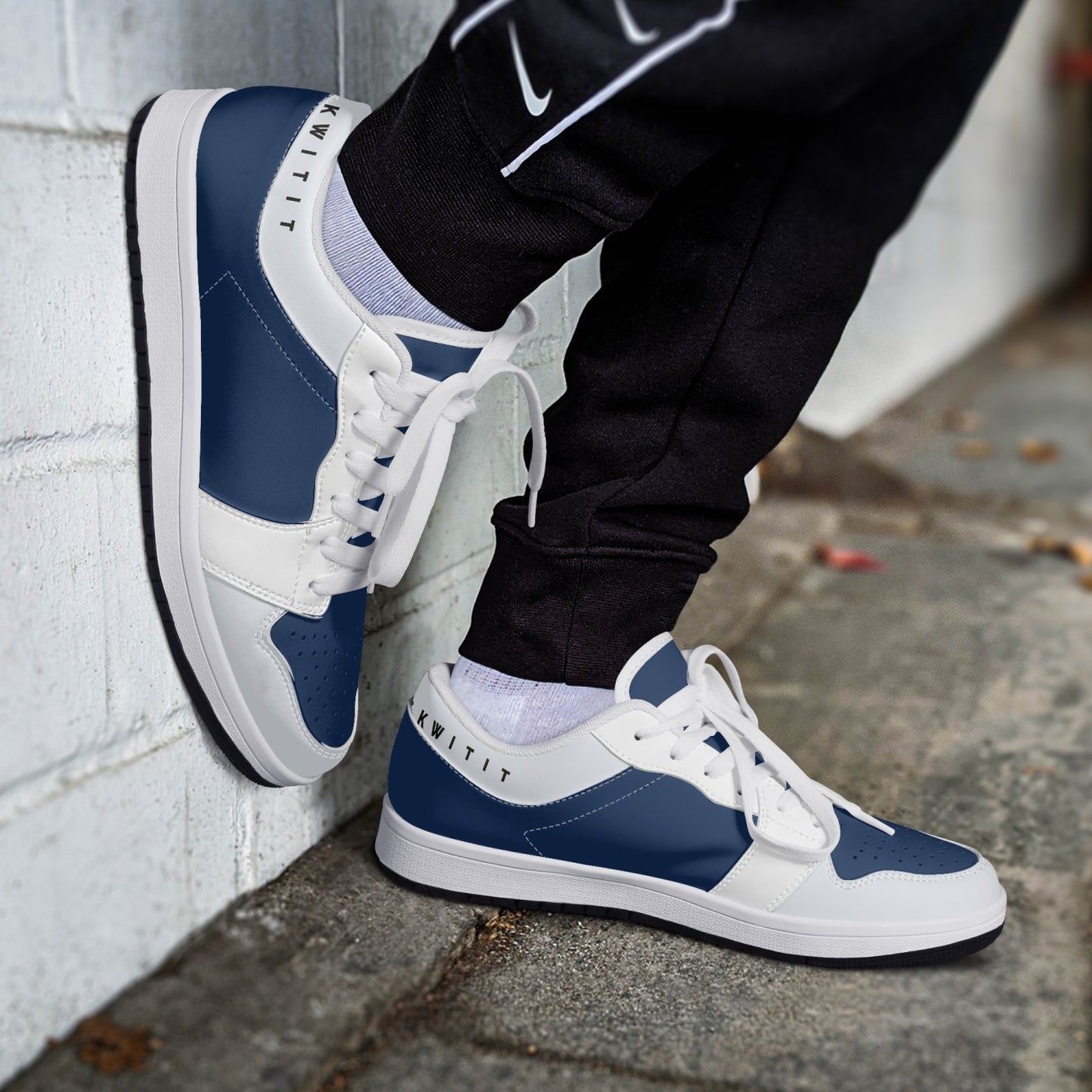 Smyly Blues Low-Top Leather Sneakers - White/Black