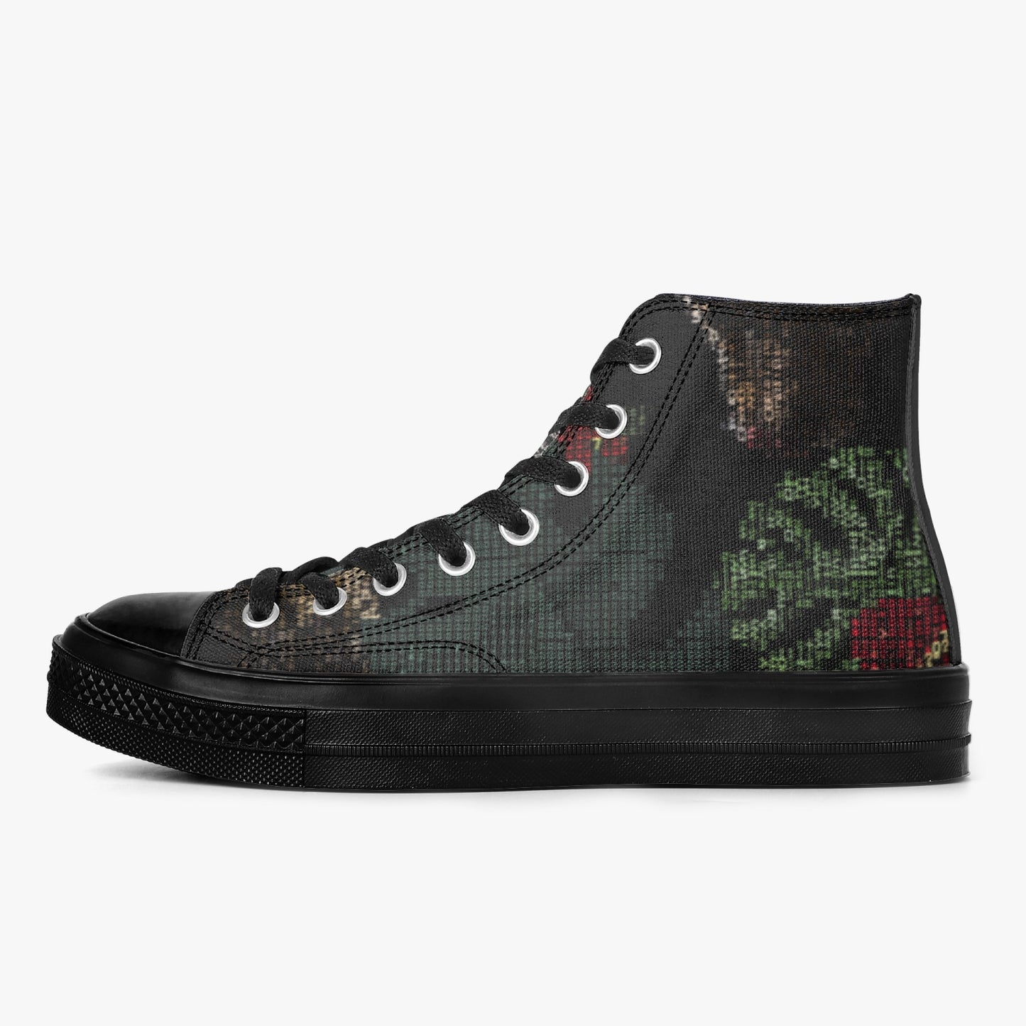 New Balanced High-Top Canvas Shoes - Black