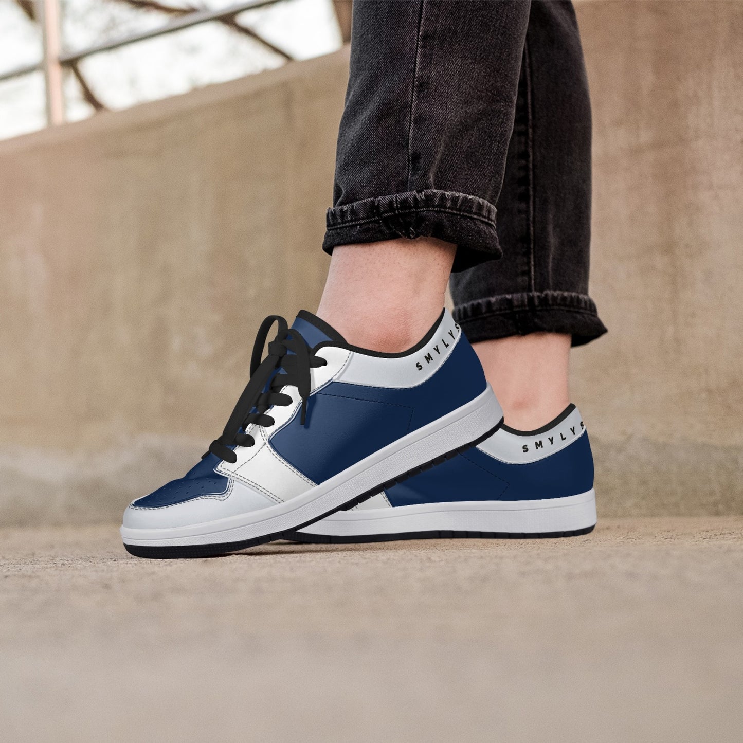 Smyly Blues Low-Top Leather Sneakers - White/Black