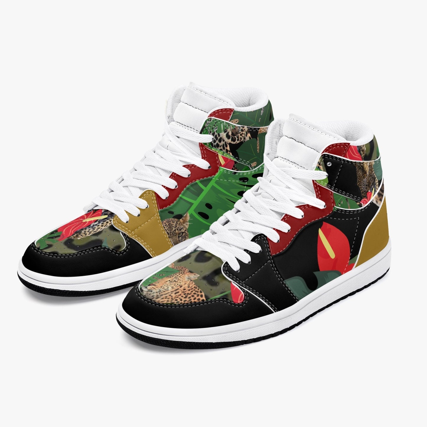 New Flooded Jungle Black High-Top Leather Sneakers