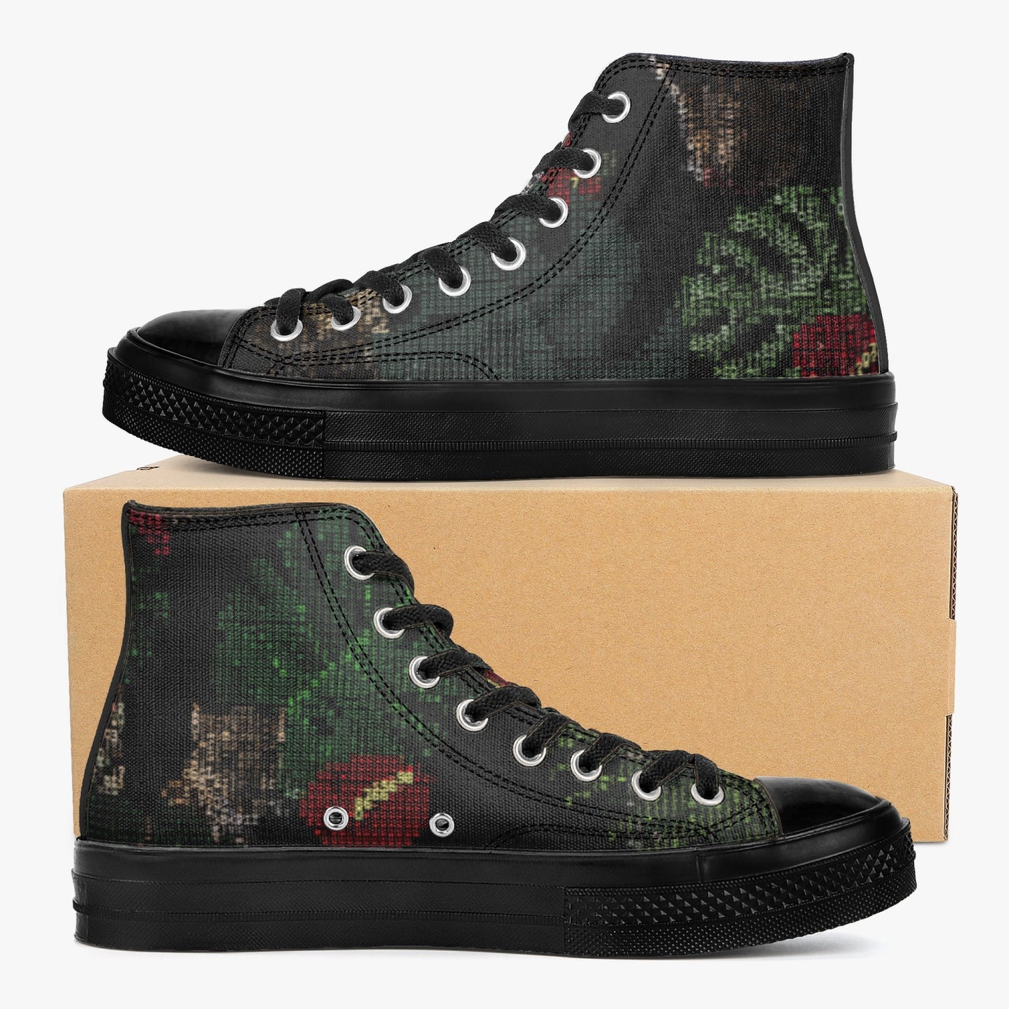 New Balanced High-Top Canvas Shoes - Black