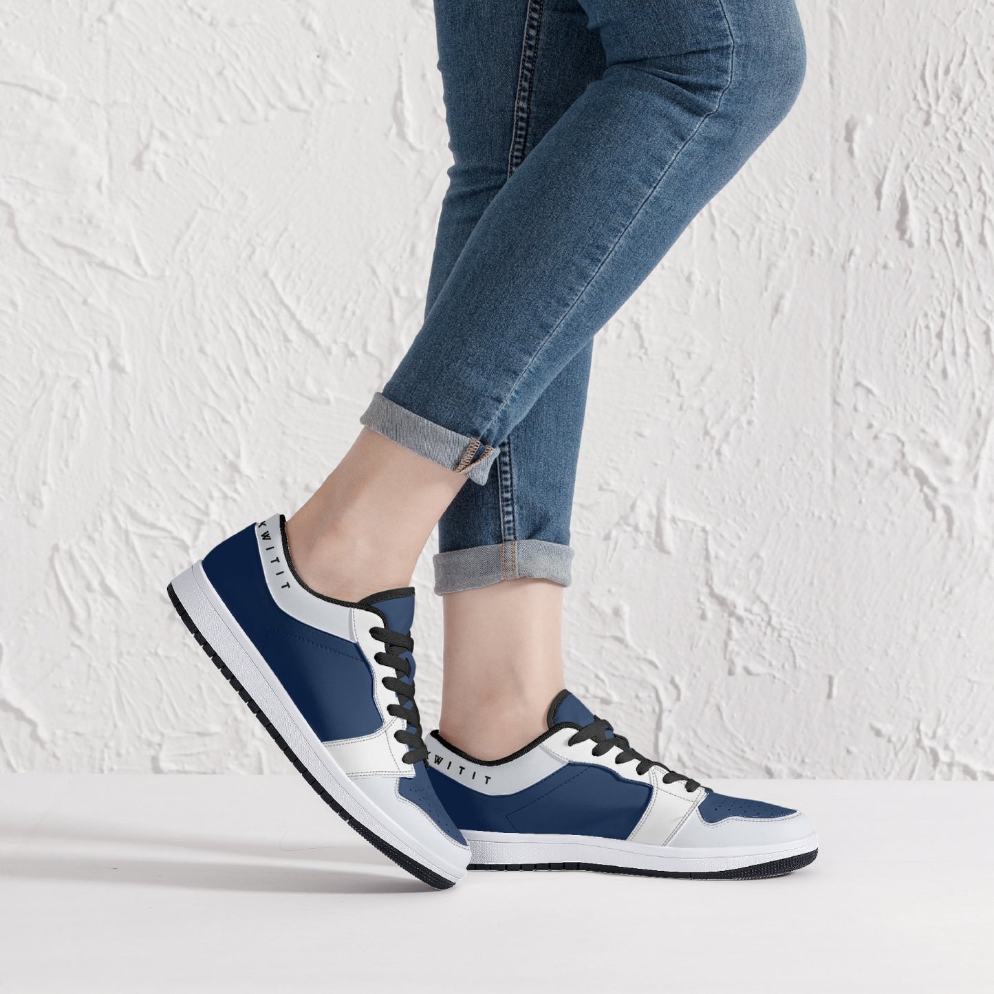 Smyly Blues Low-Top Leather Sneakers - White/Black