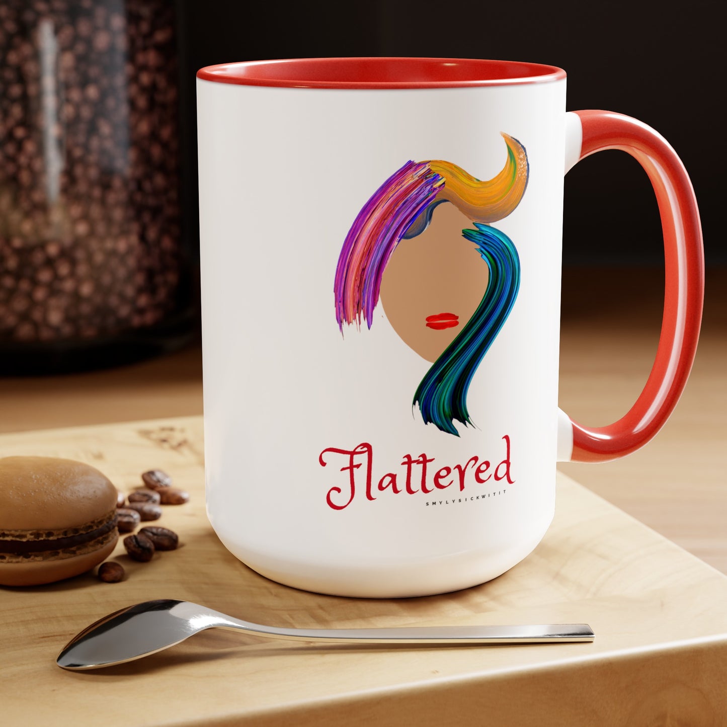 Flattered Two-Tone Coffee Mugs, 15oz