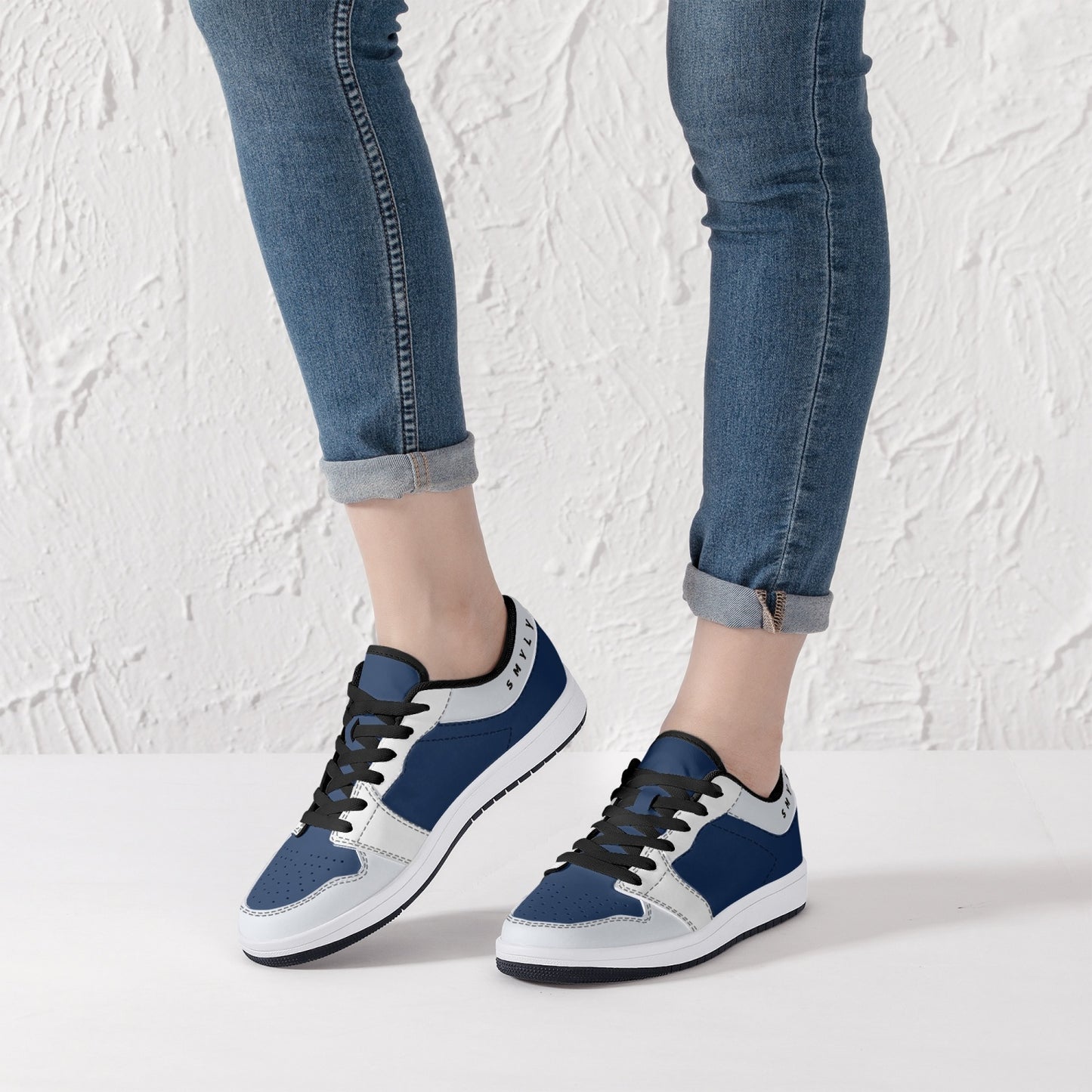 Smyly Blues Low-Top Leather Sneakers - White/Black
