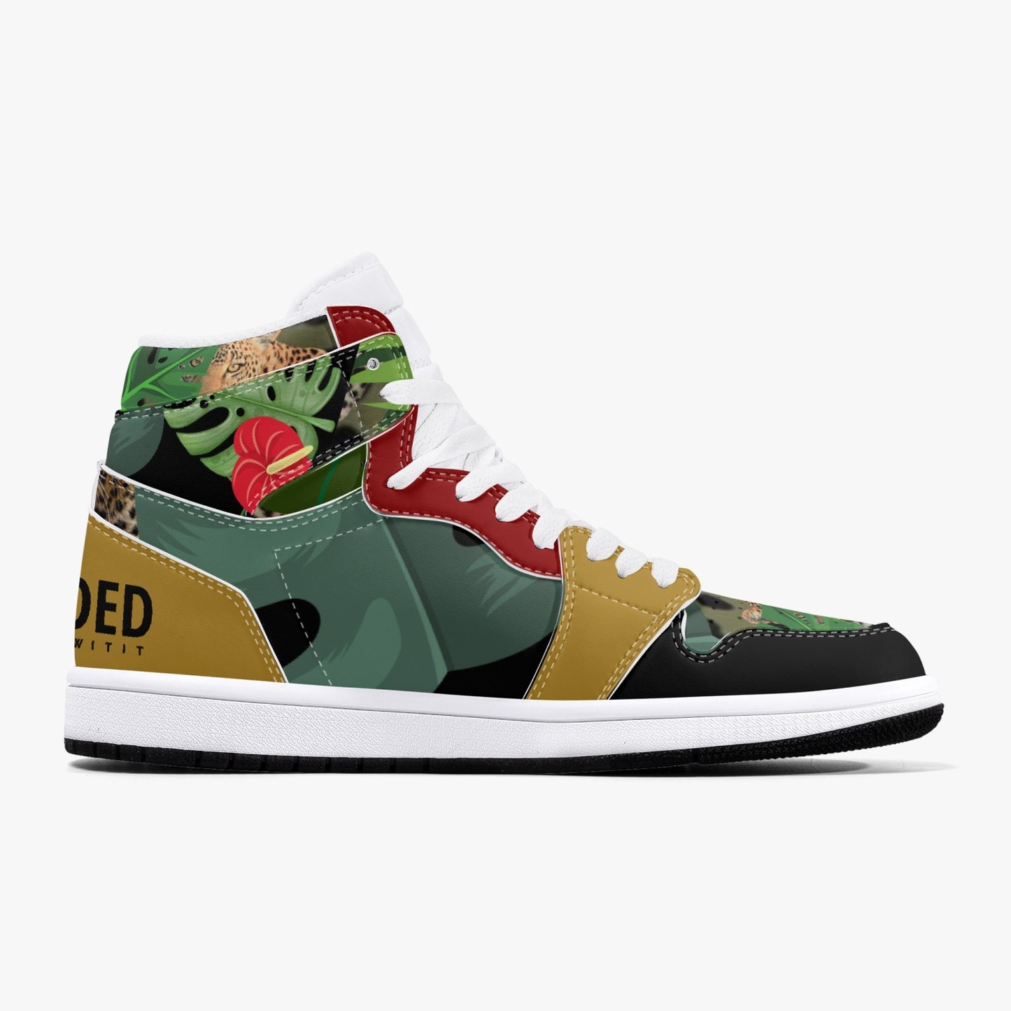 New Flooded Jungle Black High-Top Leather Sneakers
