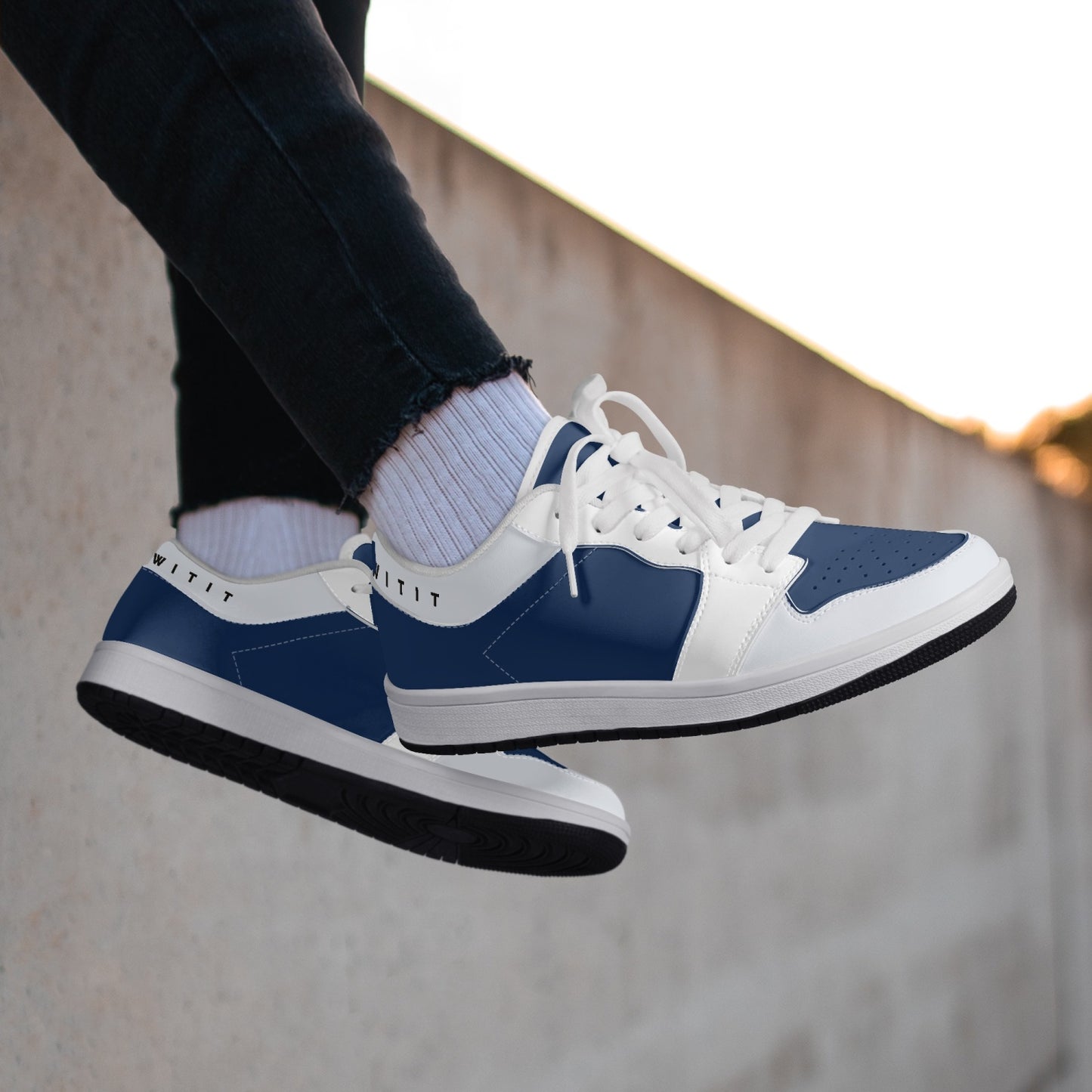 Smyly Blues Low-Top Leather Sneakers - White/Black