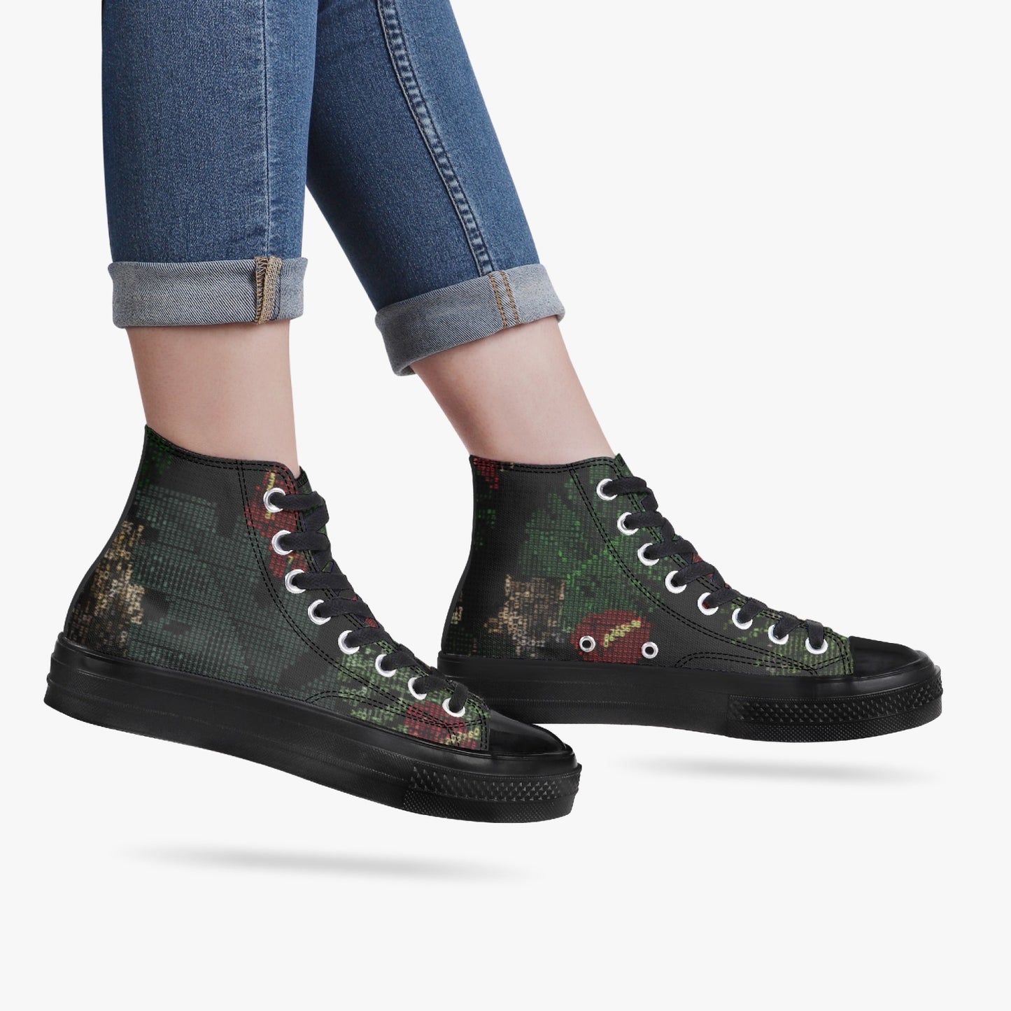 New Balanced High-Top Canvas Shoes - Black