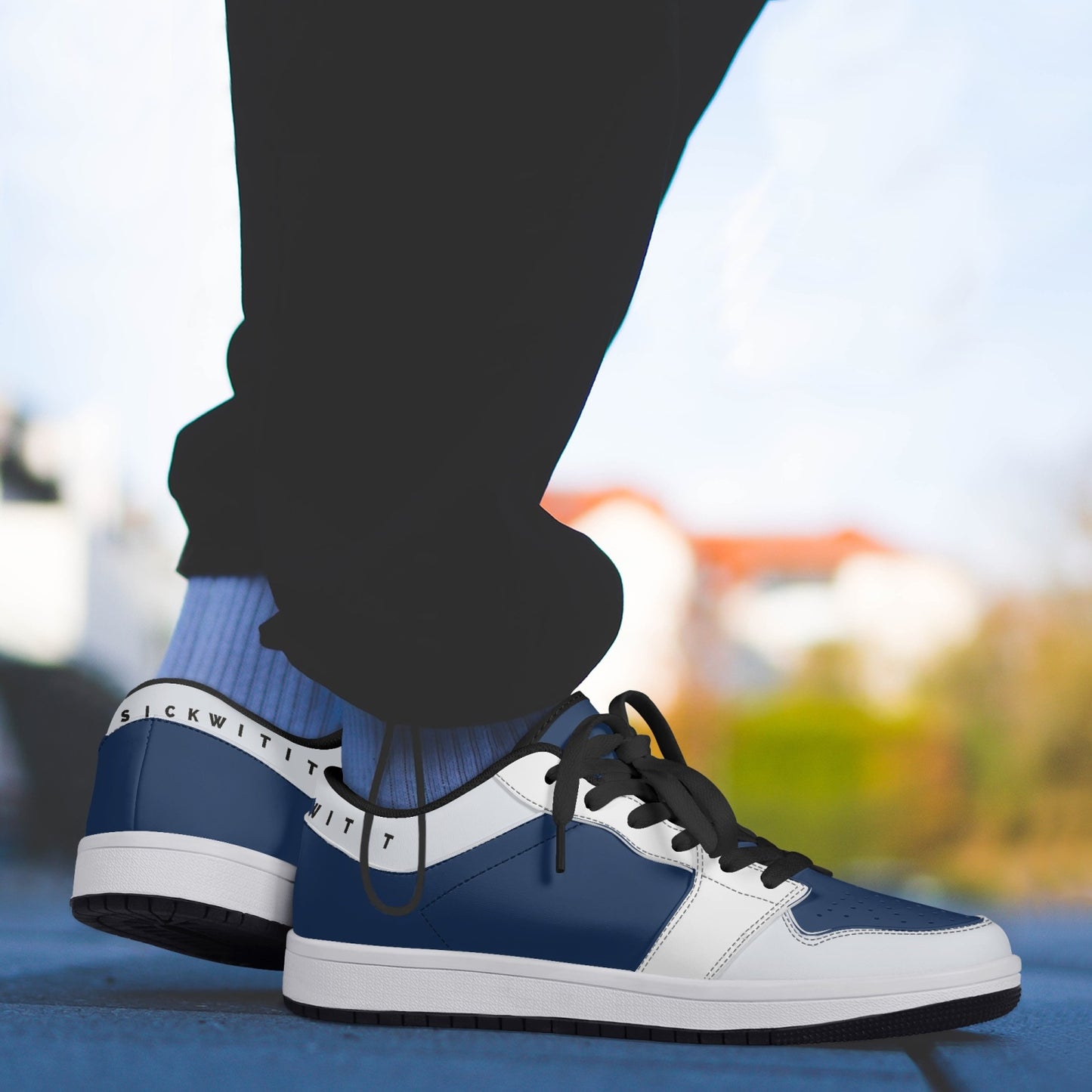 Smyly Blues Low-Top Leather Sneakers - White/Black