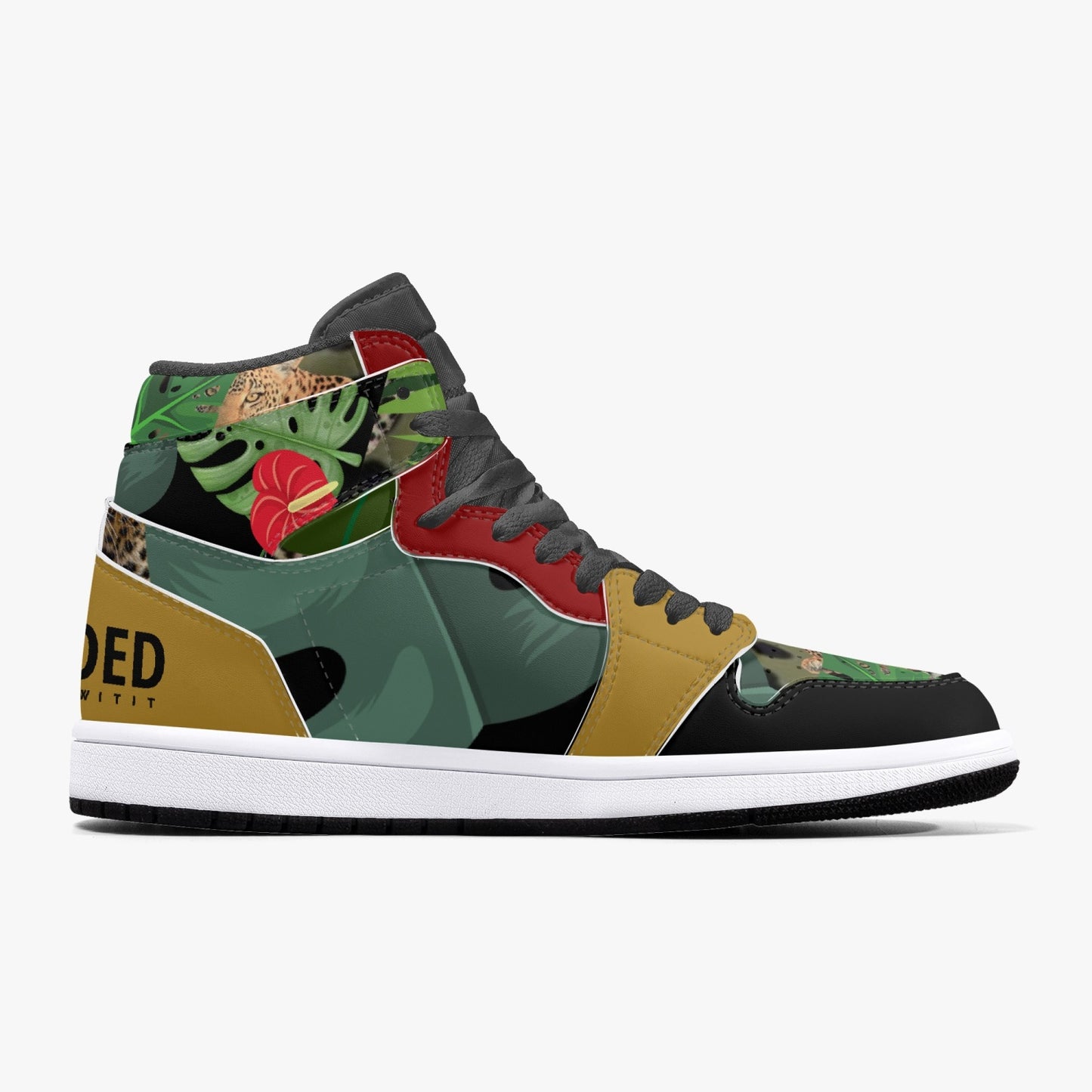 New Flooded Jungle Black High-Top Leather Sneakers
