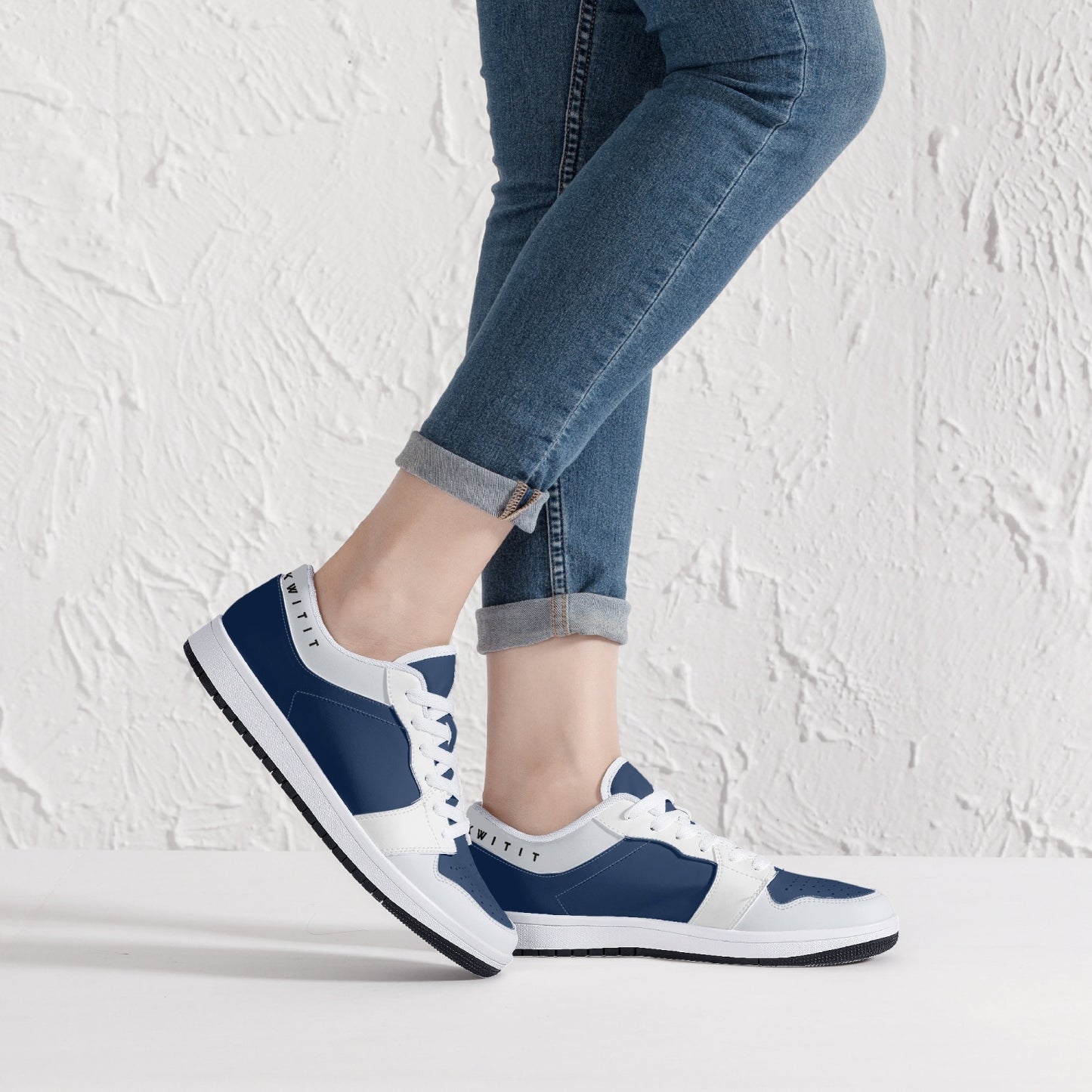 Smyly Blues Low-Top Leather Sneakers - White/Black