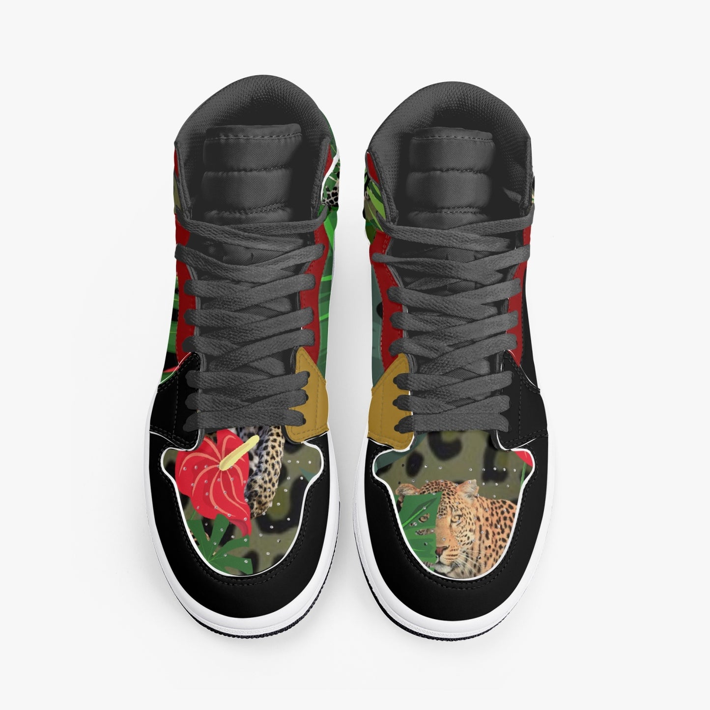 New Flooded Jungle Black High-Top Leather Sneakers