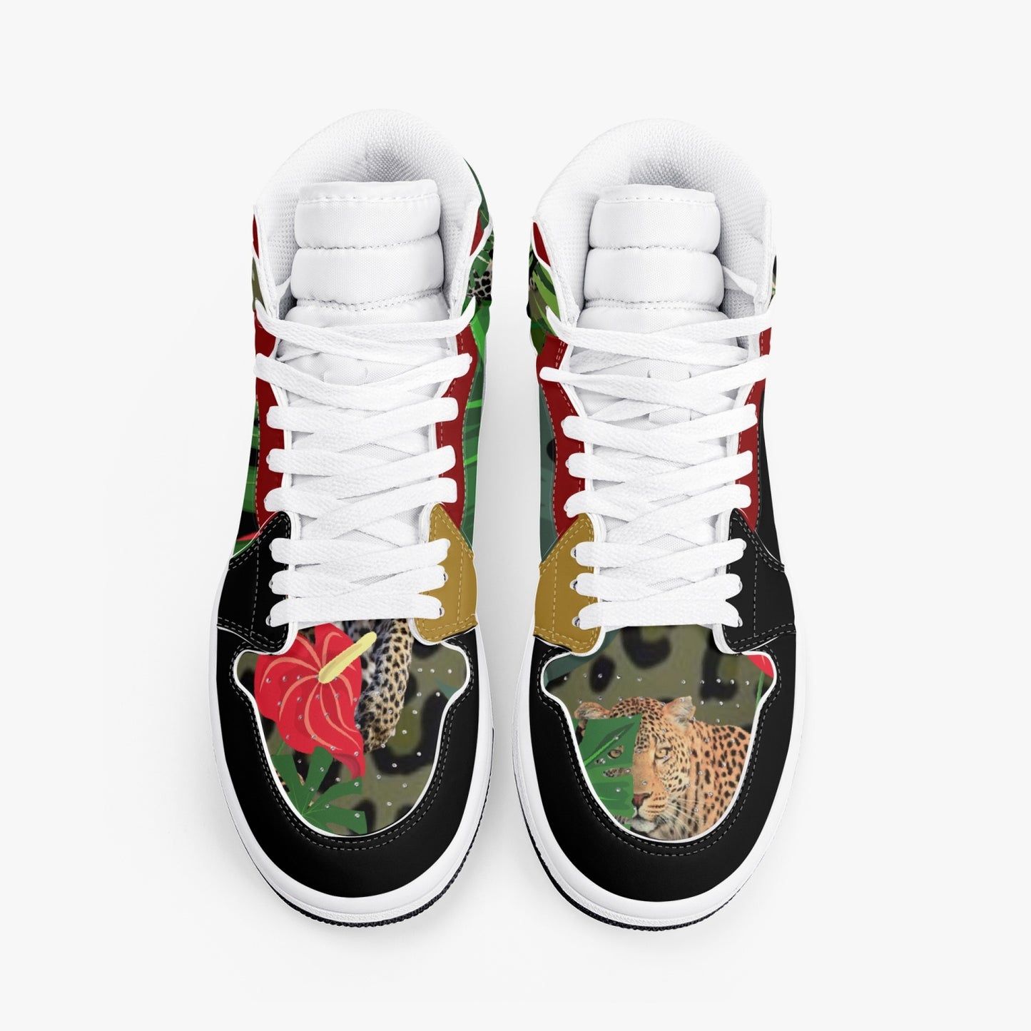 New Flooded Jungle Black High-Top Leather Sneakers