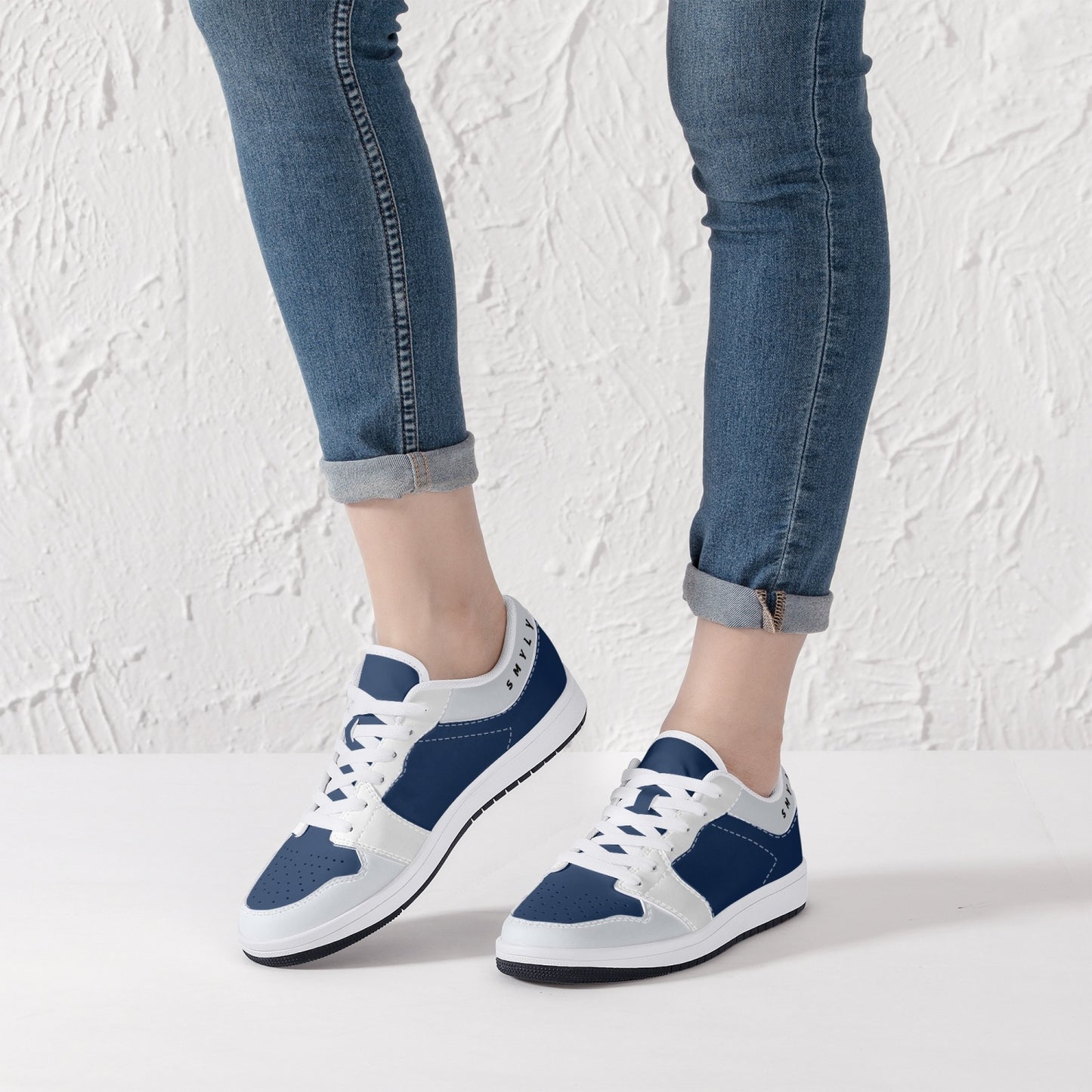Smyly Blues Low-Top Leather Sneakers - White/Black