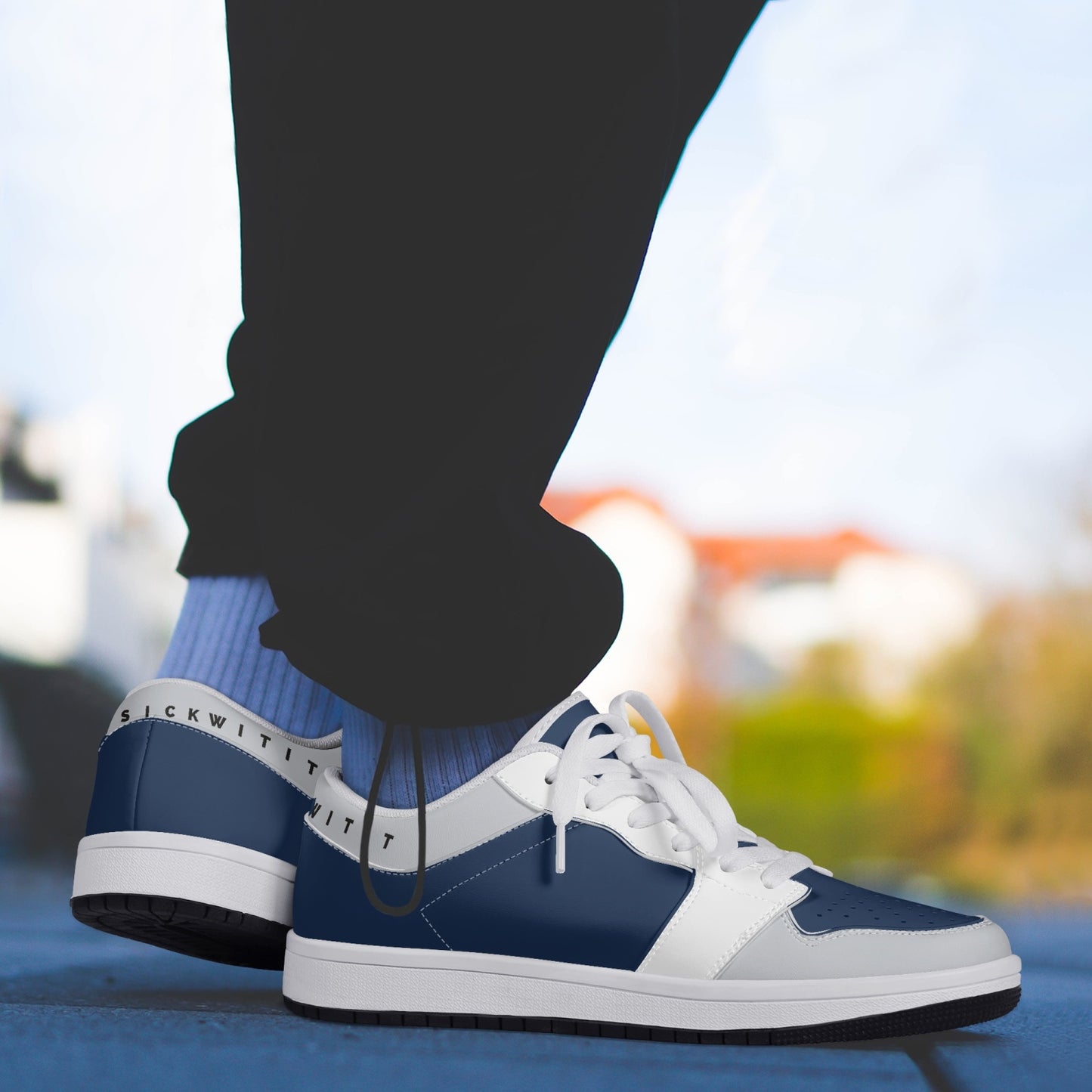Smyly Blues Low-Top Leather Sneakers - White/Black