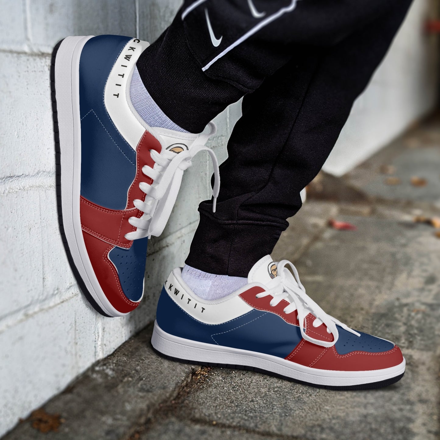 Smyly Sickwitit Low-Top Leather Sneakers - White/Black