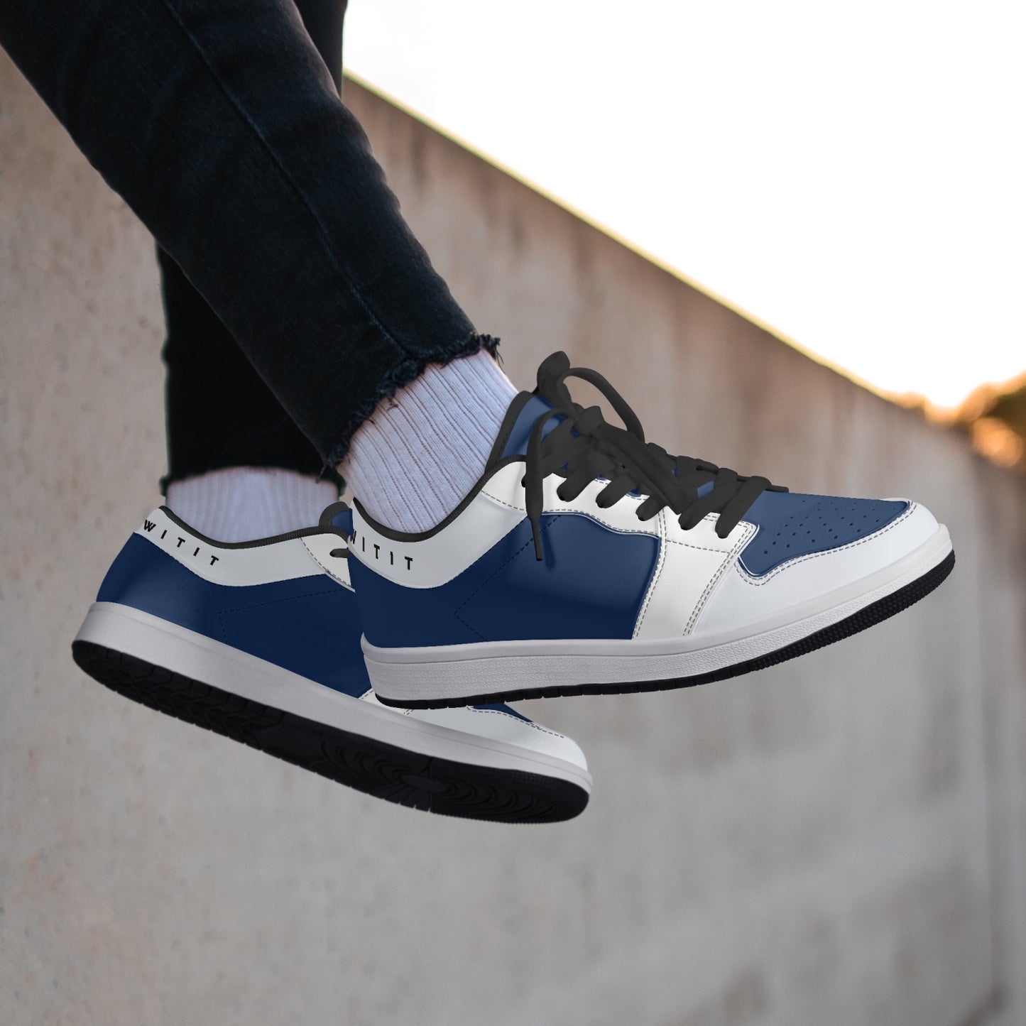 Smyly Blues Low-Top Leather Sneakers - White/Black