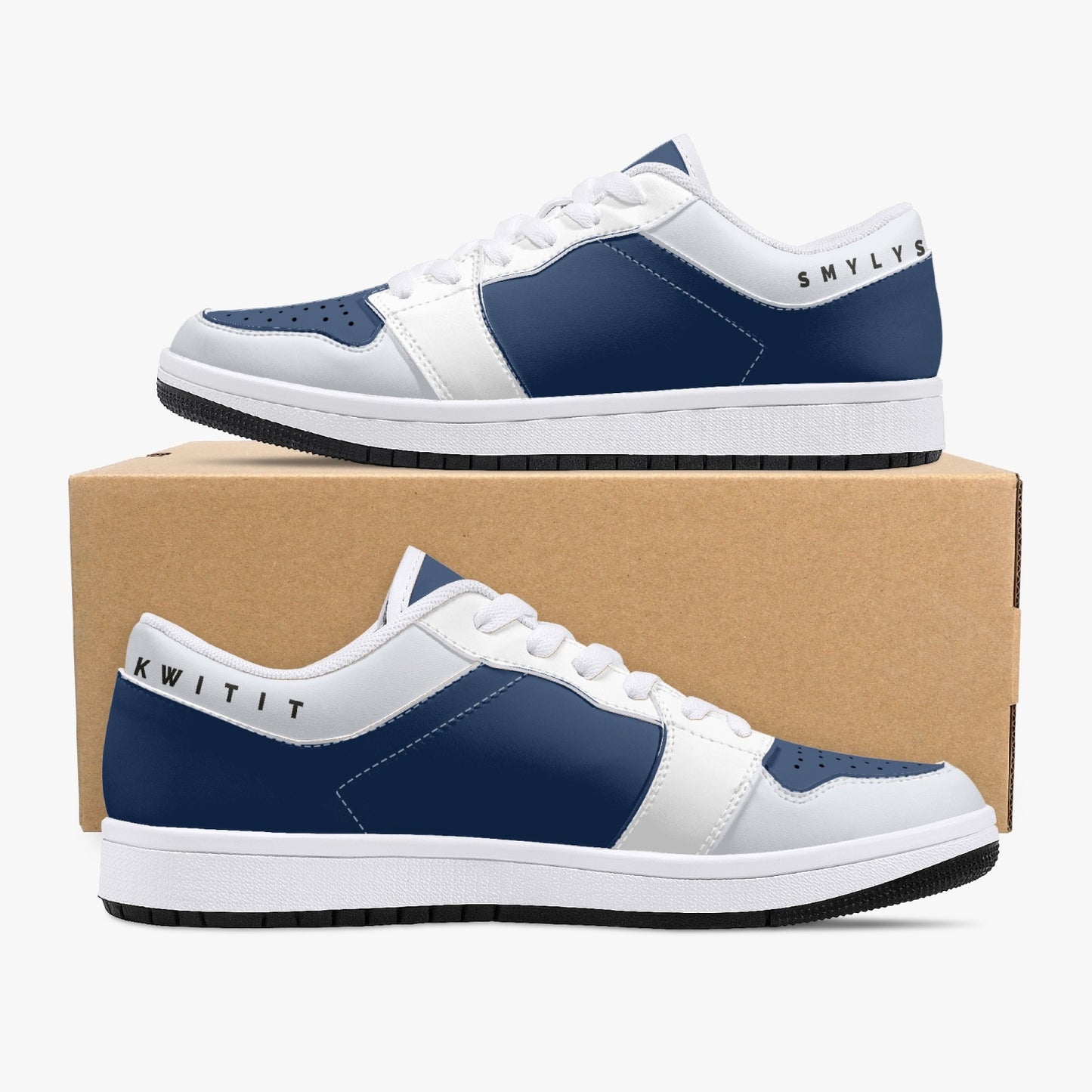 Smyly Blues Low-Top Leather Sneakers - White/Black