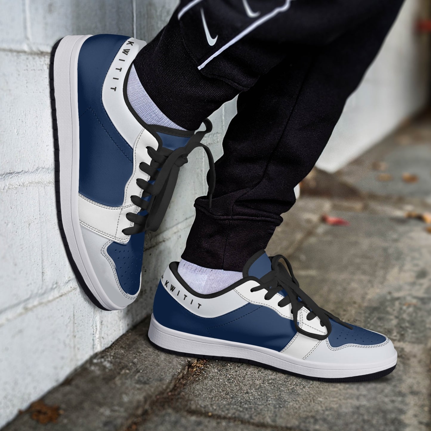 Smyly Blues Low-Top Leather Sneakers - White/Black