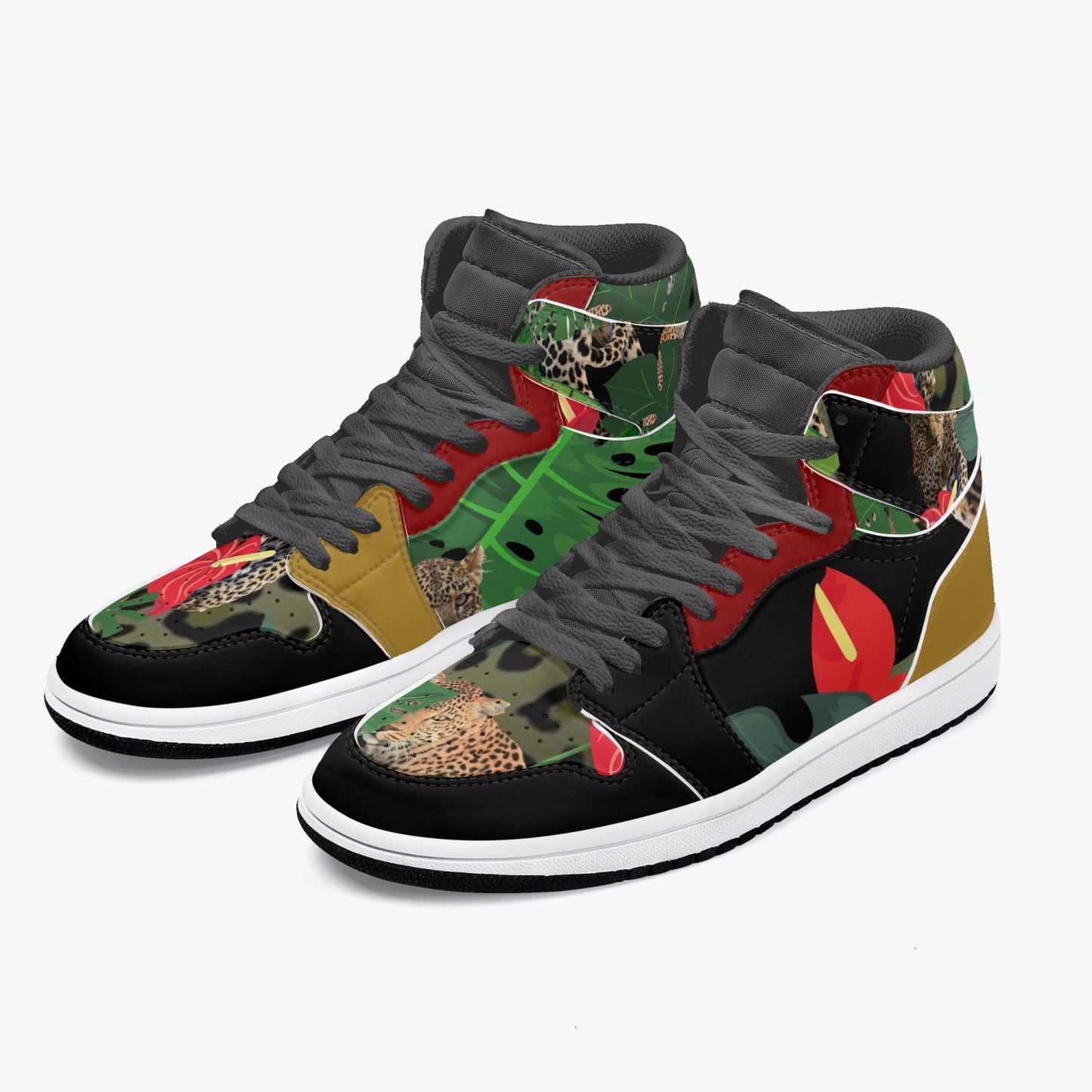New Flooded Jungle Black High-Top Leather Sneakers