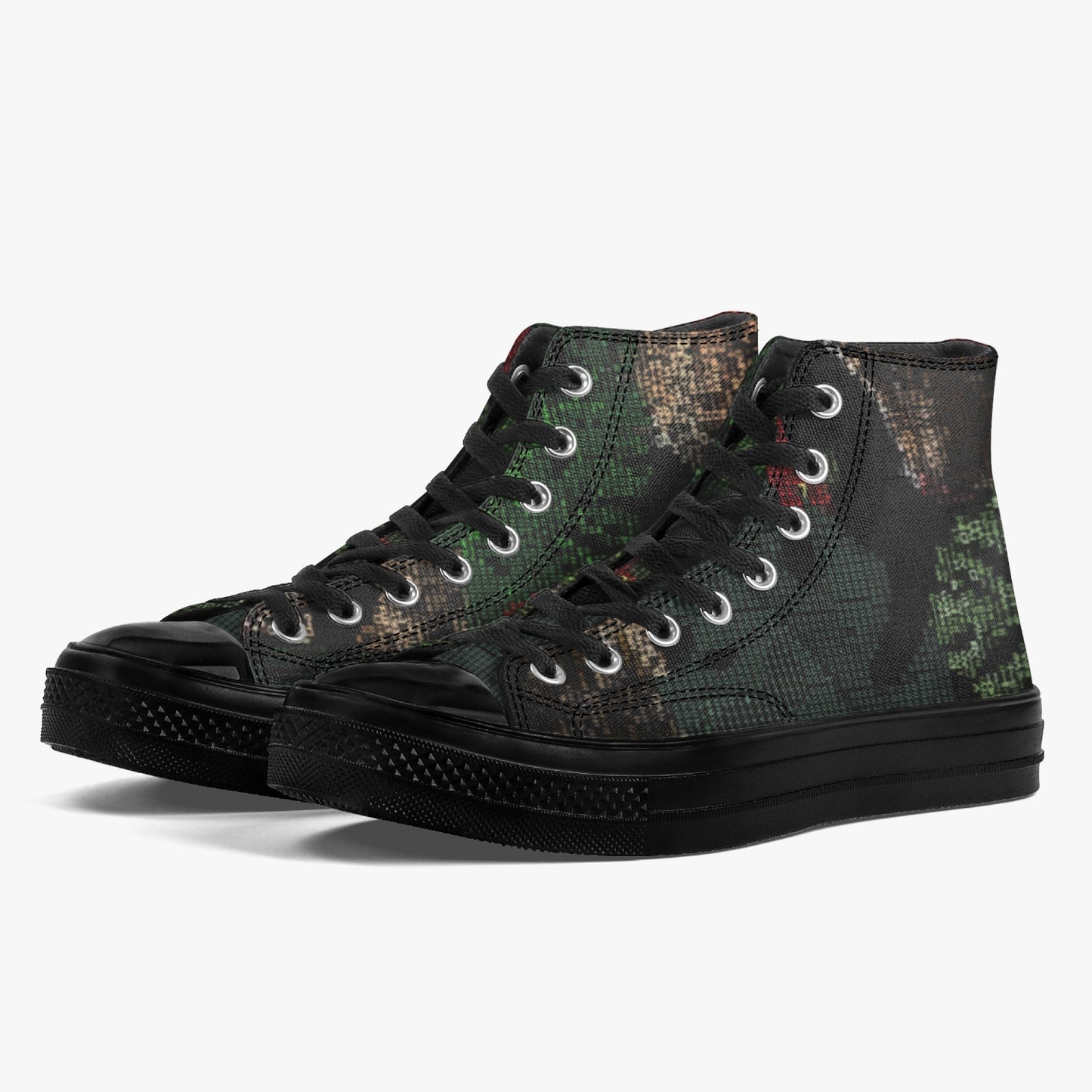 New Balanced High-Top Canvas Shoes - Black