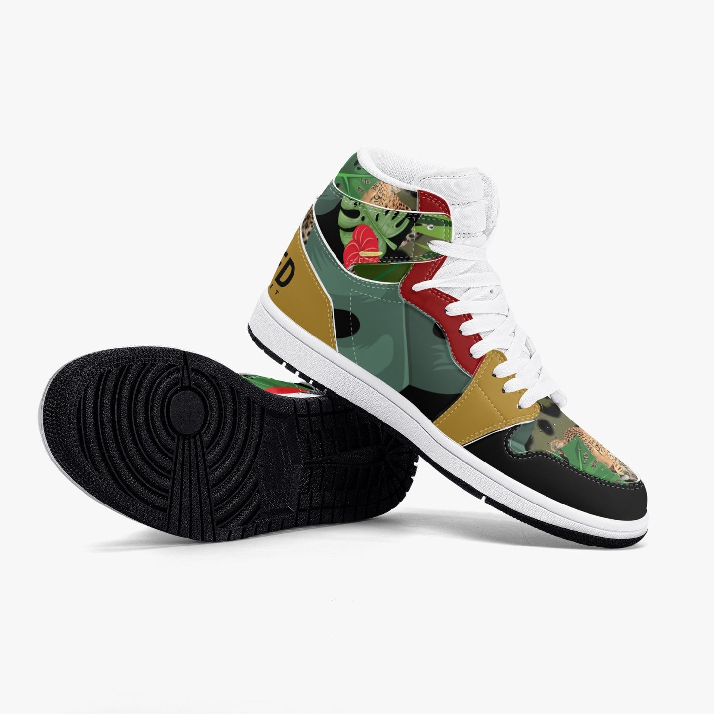 New Flooded Jungle Black High-Top Leather Sneakers