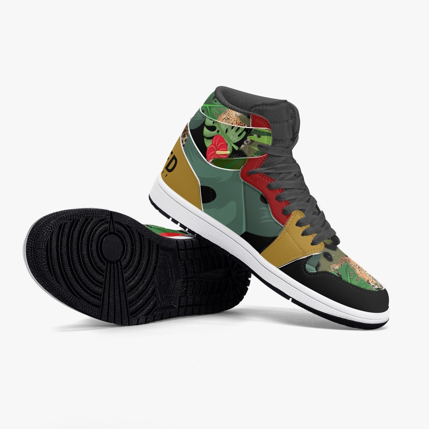 New Flooded Jungle Black High-Top Leather Sneakers
